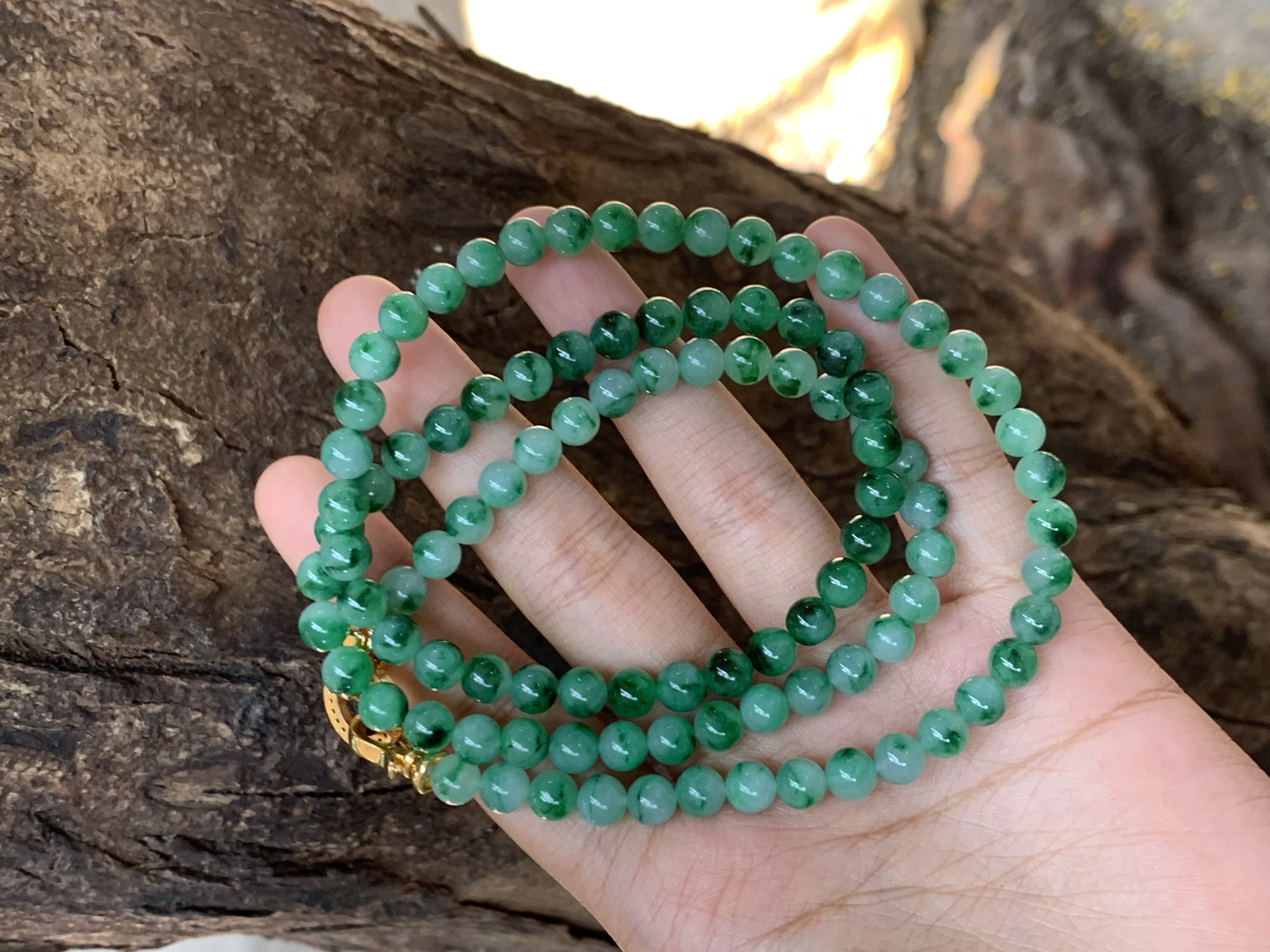   Natural Green Jade with Floating Patterns Necklace - Burmese Jadeite Type A from Hpakant, Myanmar | Myanmar Jadeite