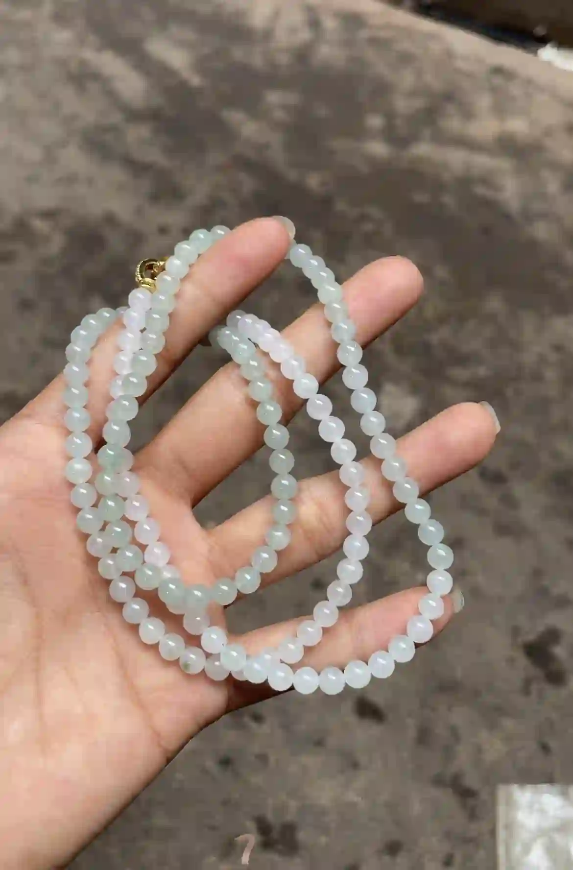 Icy Pale Blue-Green Floating Jade Bead Necklace, view 2 | Myanmar Jadeite reference #2820008