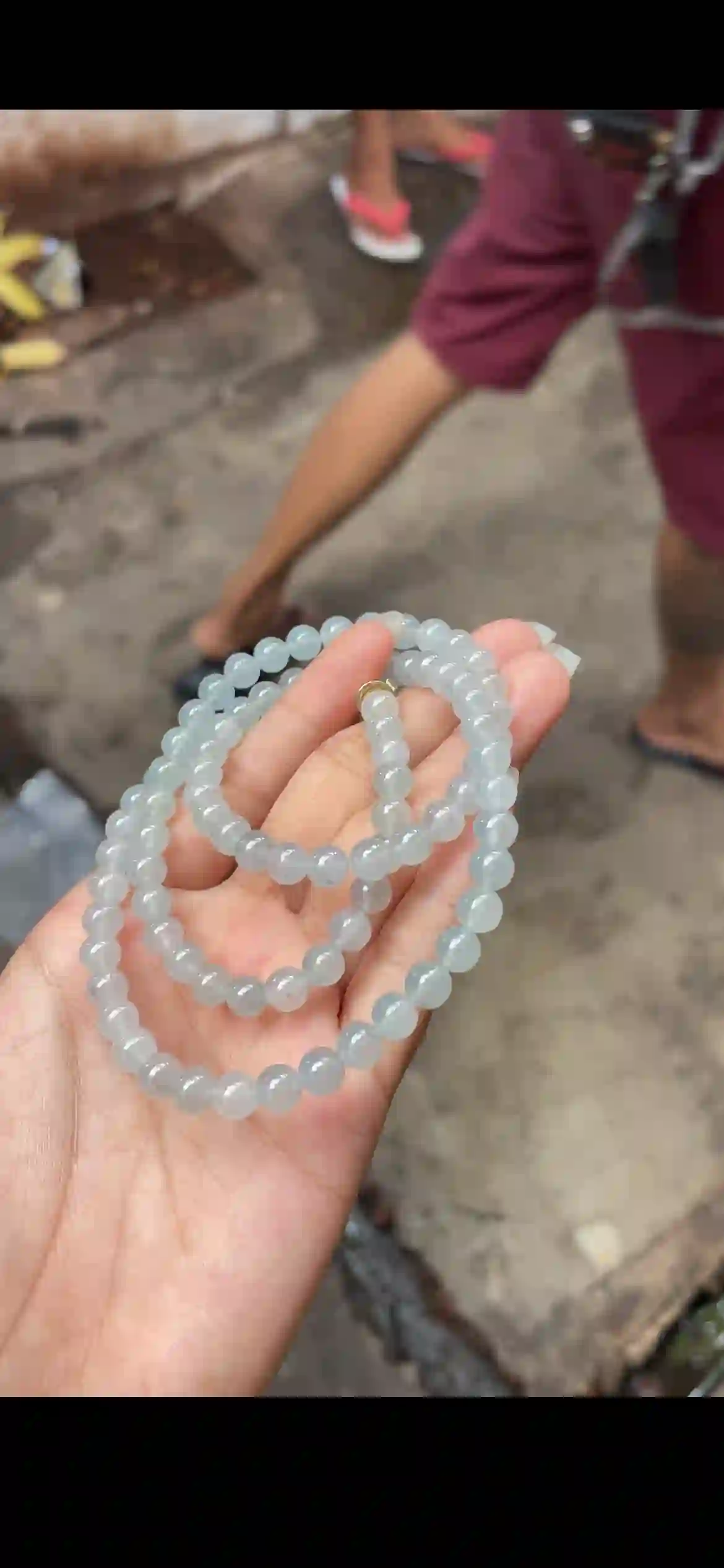 High-Clarity Icy Pale Celadon Jadeite Bead Necklace | Myanmar Jadeite reference #16830001