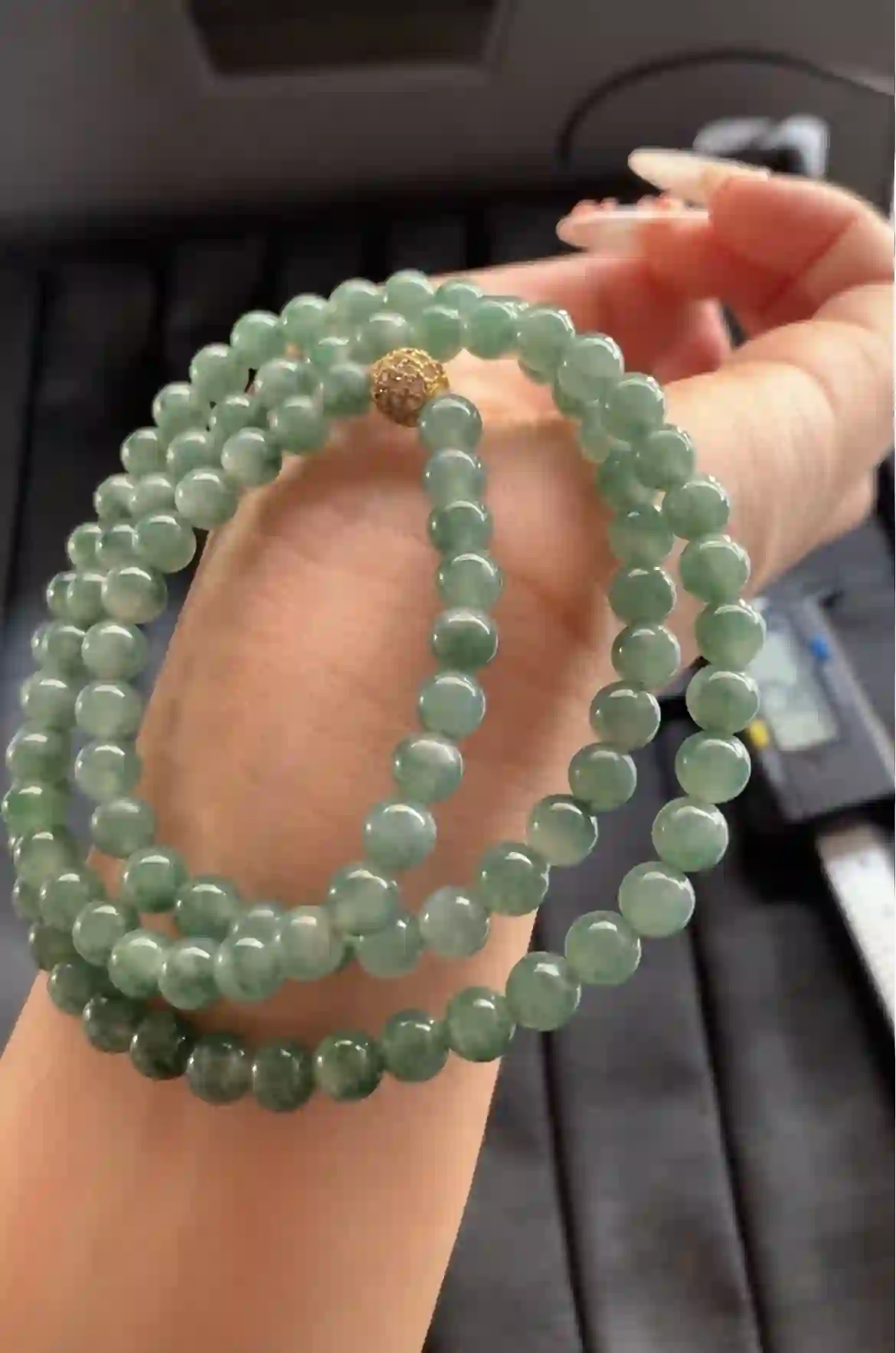 Natural Oil Green Jade Bead Necklace | Myanmar Jadeite reference #2010009