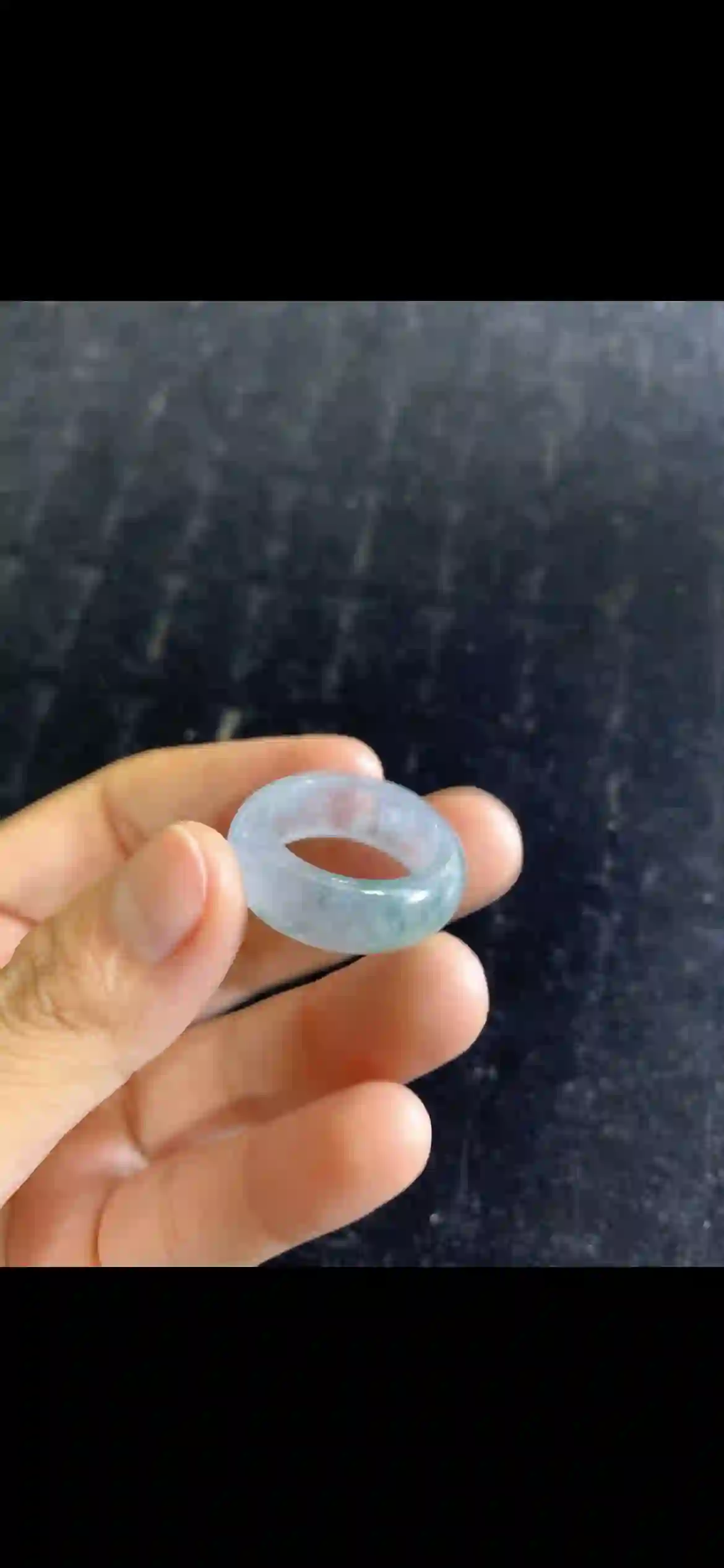 Icy Floating Flower Jade Wide Band Ring, view 2 | Myanmar Jadeite reference #18000001
