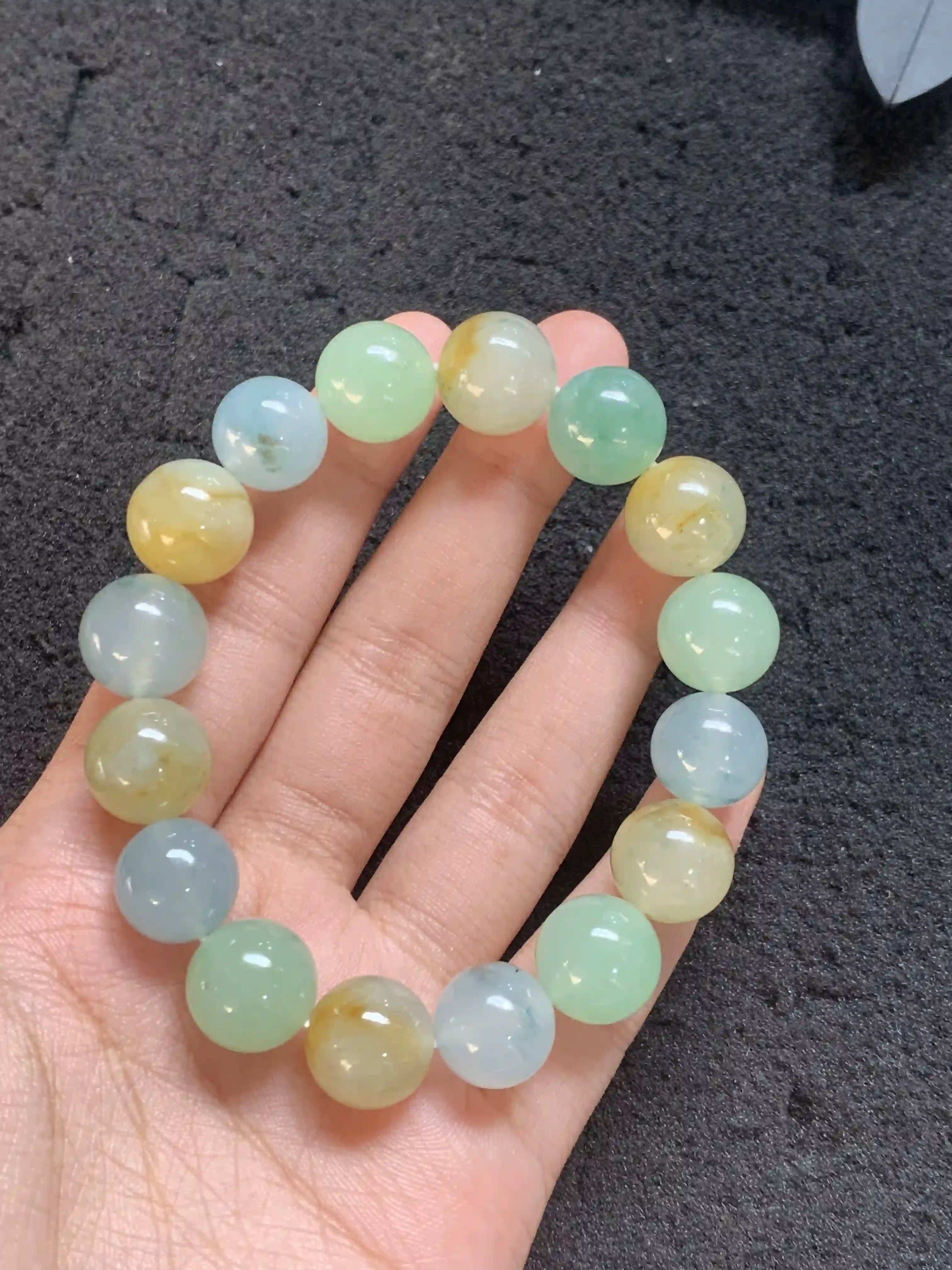 Colorful Jadeite Beaded Bracelet with Mixed Hues | Myanmar Jadeite reference #1230004
