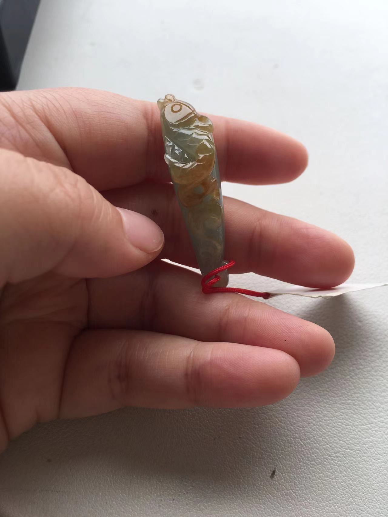   Natural Multicolor Jade Fish Pendant - Burmese Jadeite Type A from Hpakant, Myanmar | Myanmar Jadeite