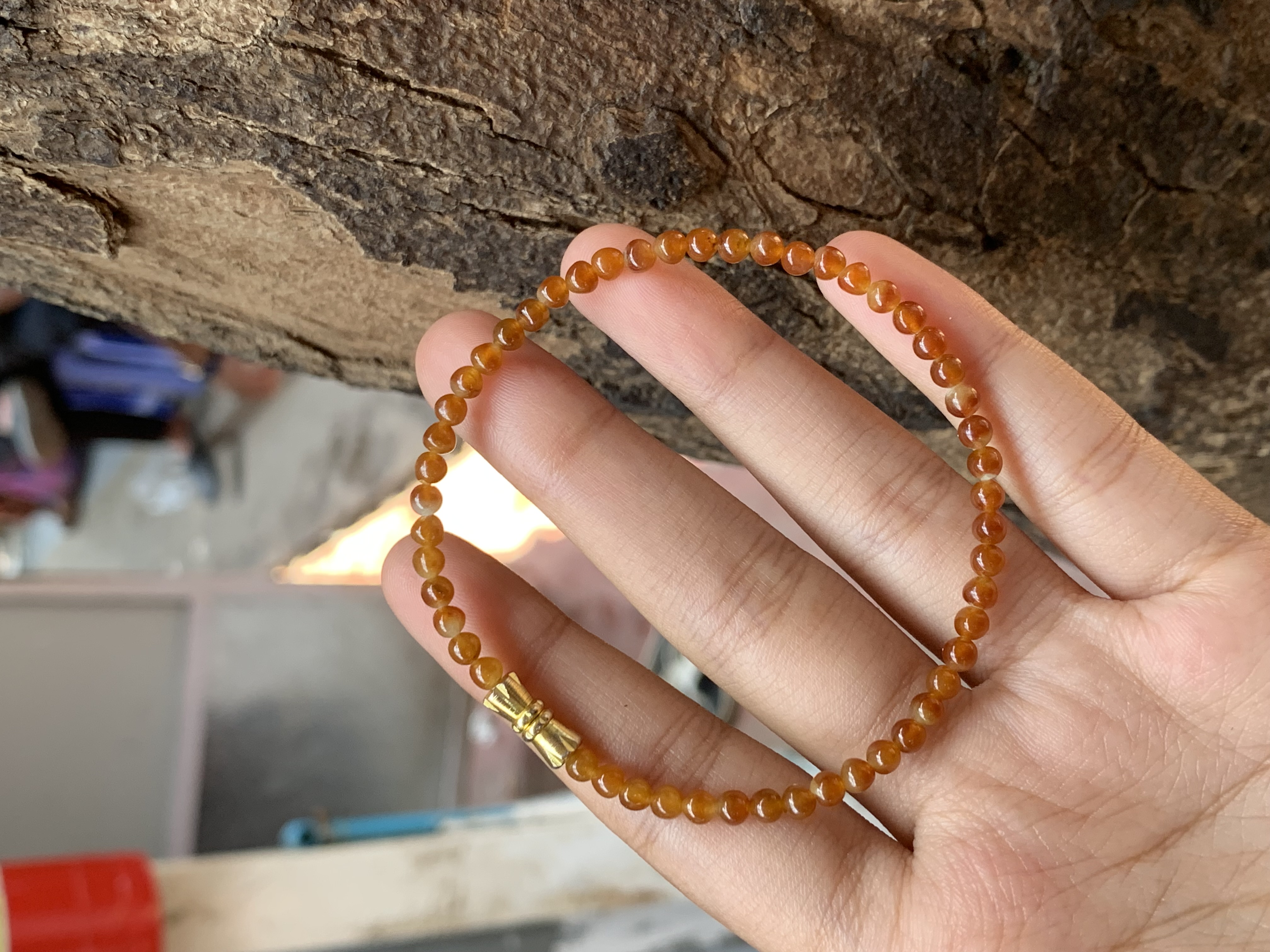 Natural Honey Yellow Jade Beaded Bracelet - Burmese Jadeite Type A from Hpakant, Myanmar | Myanmar Jadeite