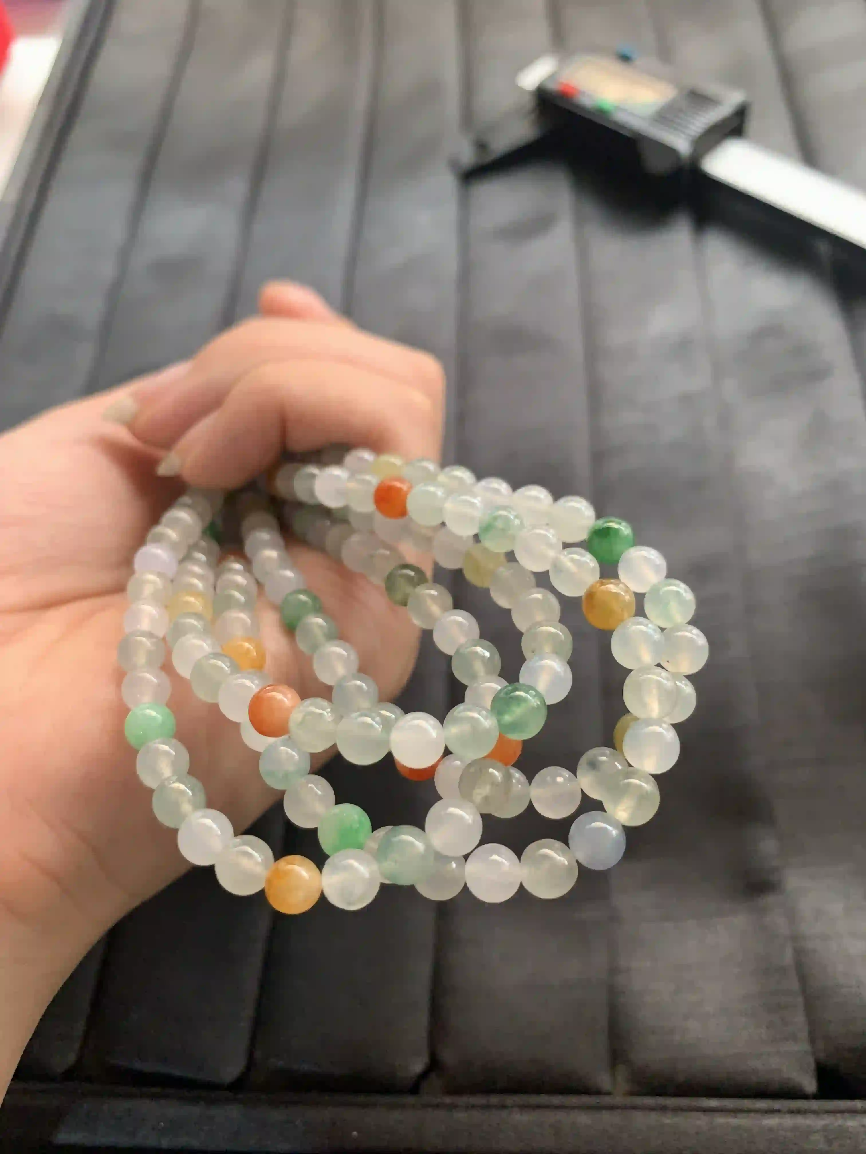 Multicolor Natural Jade Beaded Necklace, view 2 | Myanmar Jadeite reference #2340006