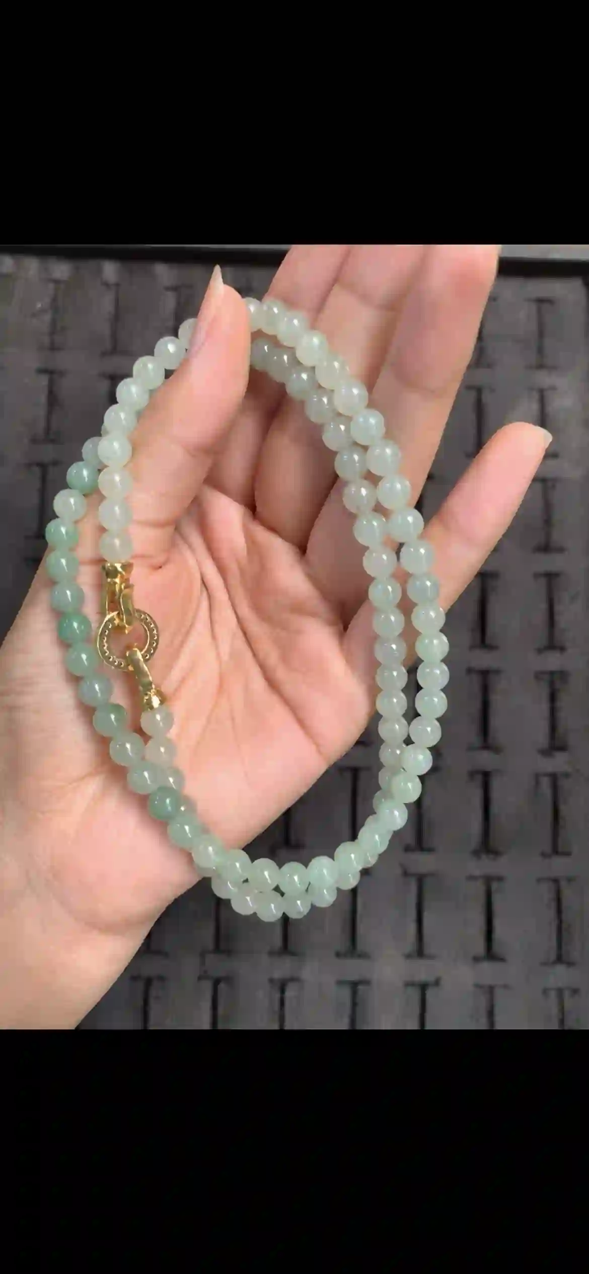 Gradient Icy Celadon Jadeite Bead Double-Strand Bracelet, view 2 | Myanmar Jadeite reference #16290001