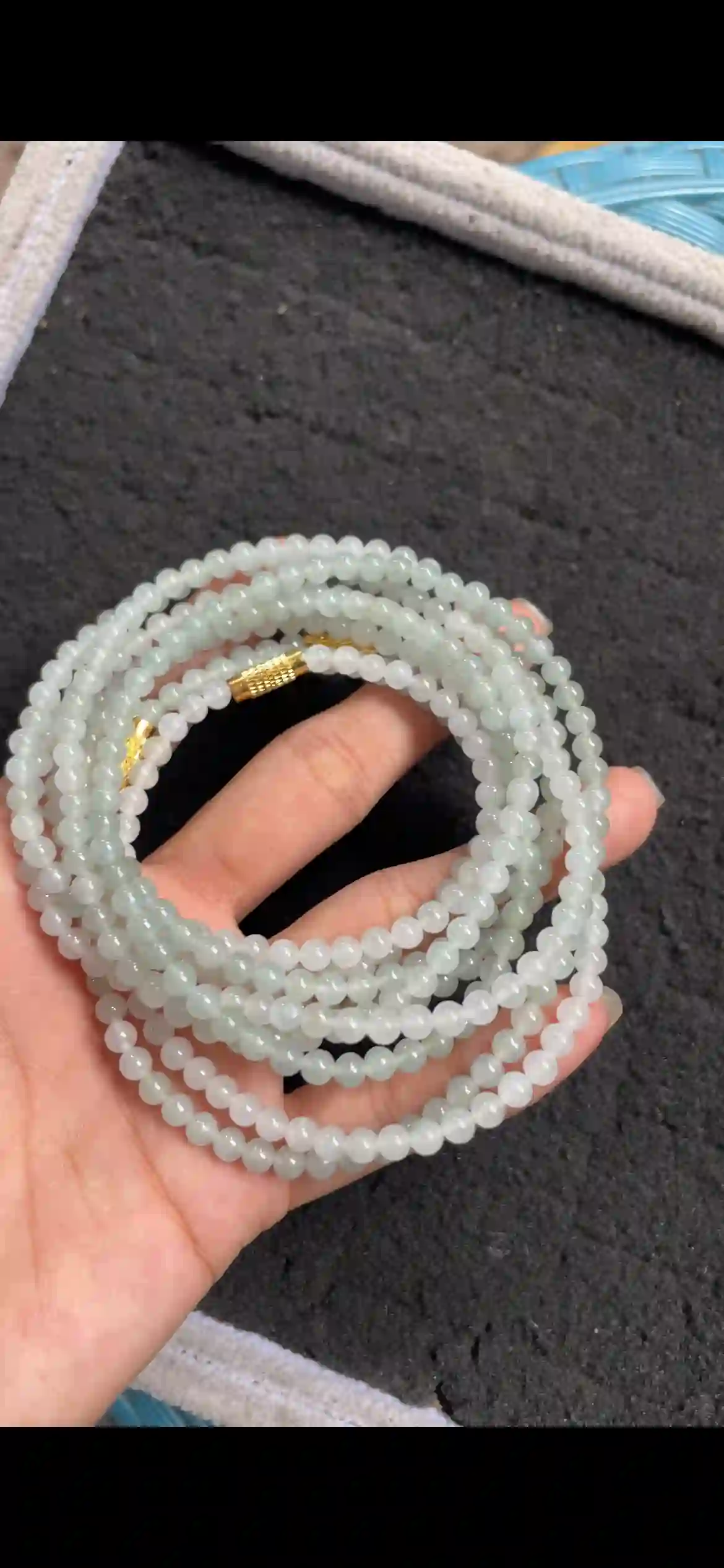  Uniform Icy Pale Celadon Jadeite Multi‑Loop Long Strand | Myanmar Jadeite reference #9480004