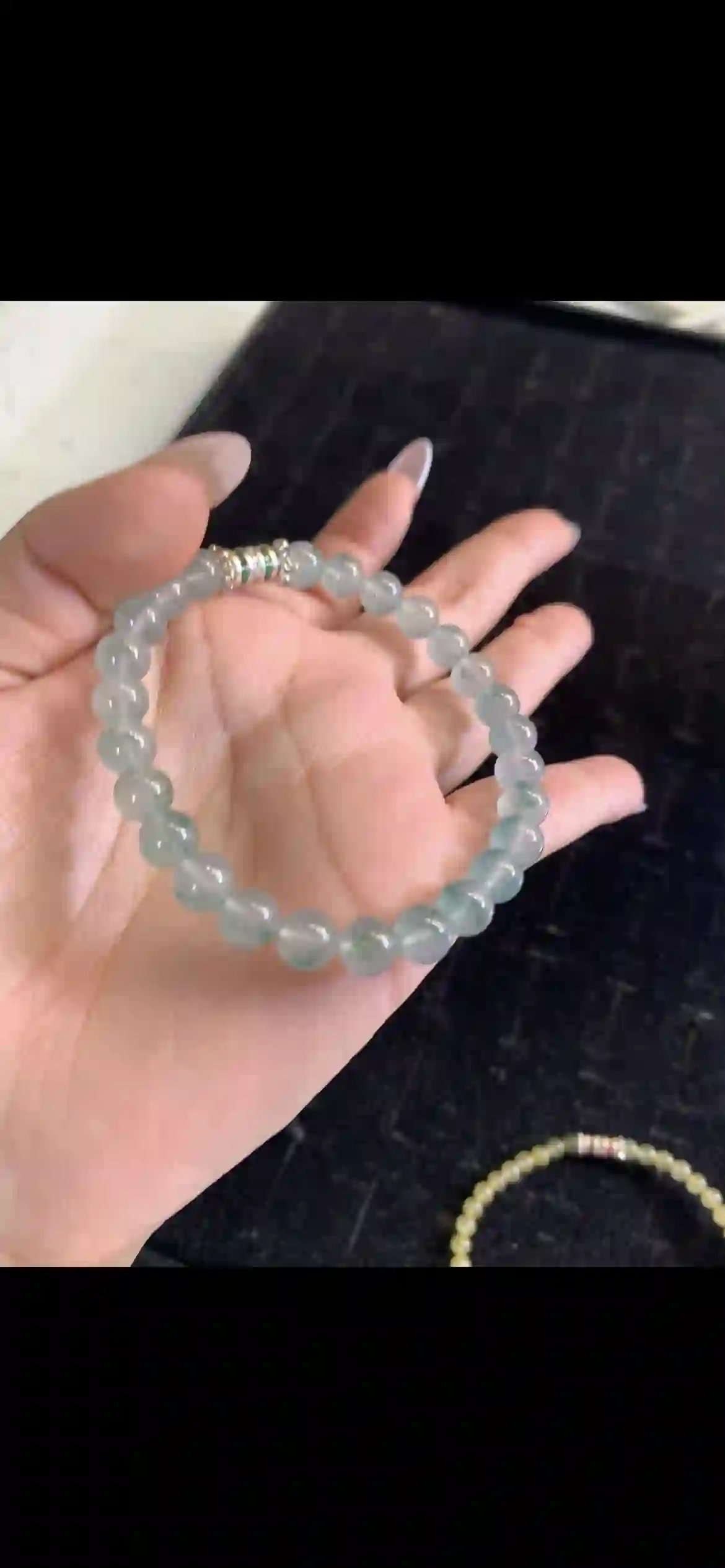 Icy Translucent Floating Green Jade Bead Bracelet | Myanmar Jadeite reference #25170001