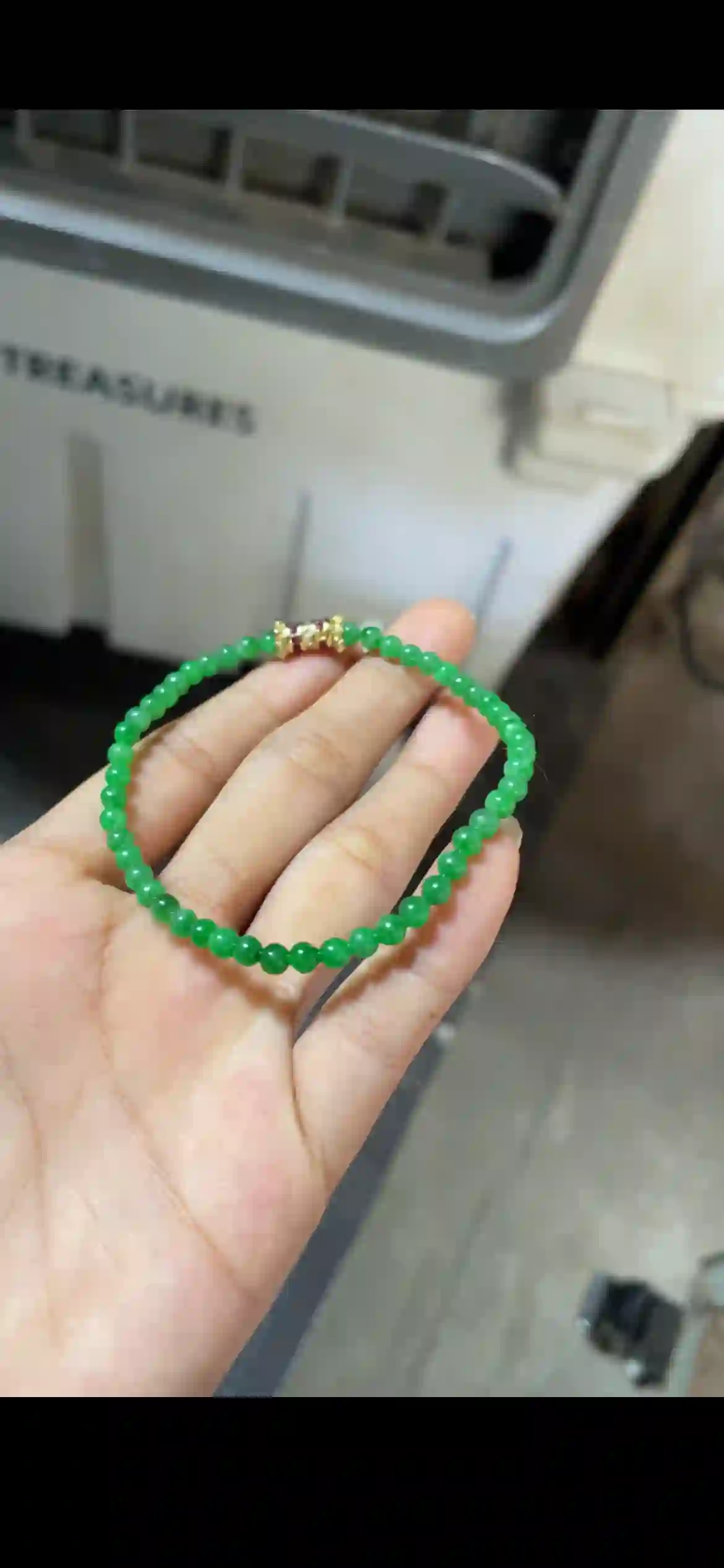 Vibrant Bright Green Mini Jade Bead Bracelet, view 2 | Myanmar Jadeite reference #25620001