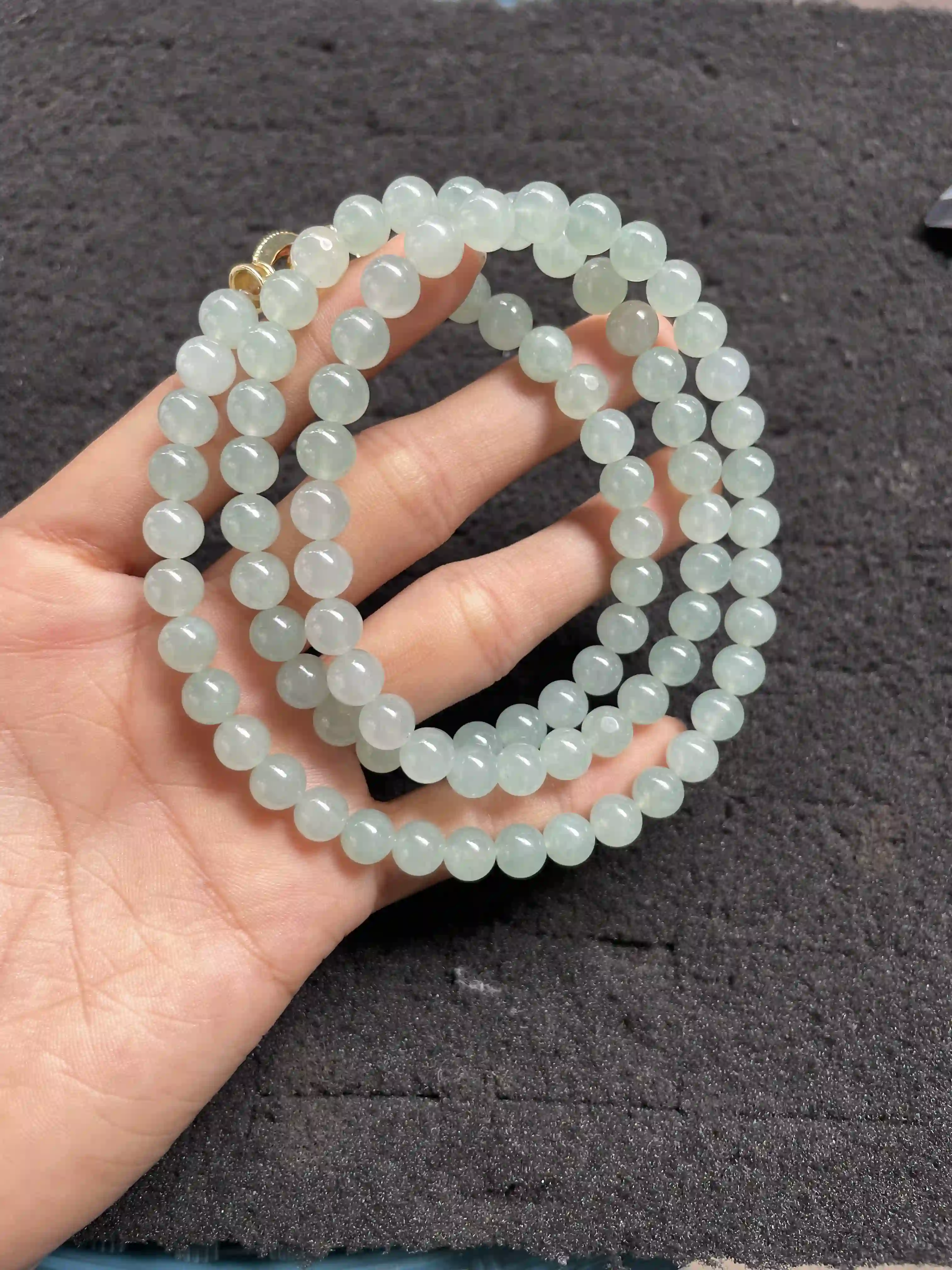 Light Green Jade Bead Multi-strand Necklace/Bracelet, view 2 | Myanmar Jadeite reference #540002