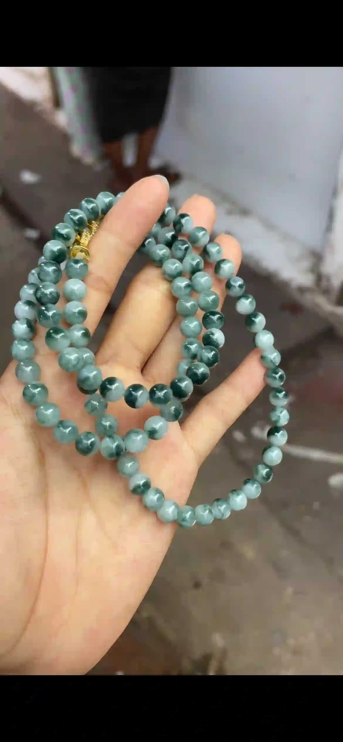 Icy Floating Dark Green Jadeite Multi‑Loop Strand | Myanmar Jadeite reference #9930001