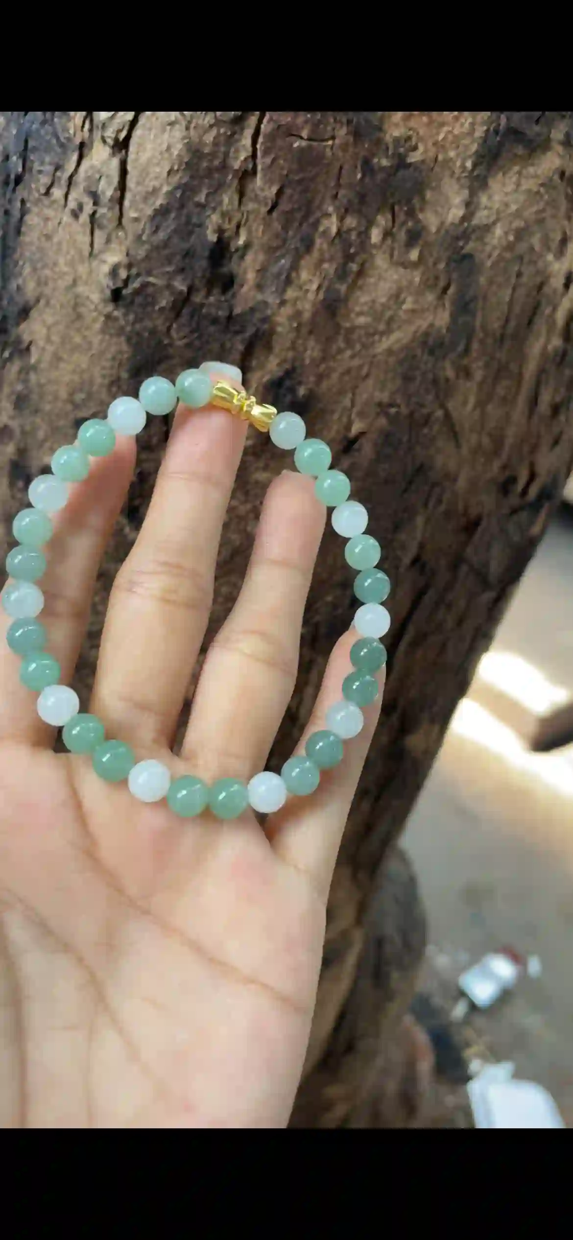  Icy White & Pale Celadon Green Jadeite Dainty Bracelet, view 2 | Myanmar Jadeite reference #10230001