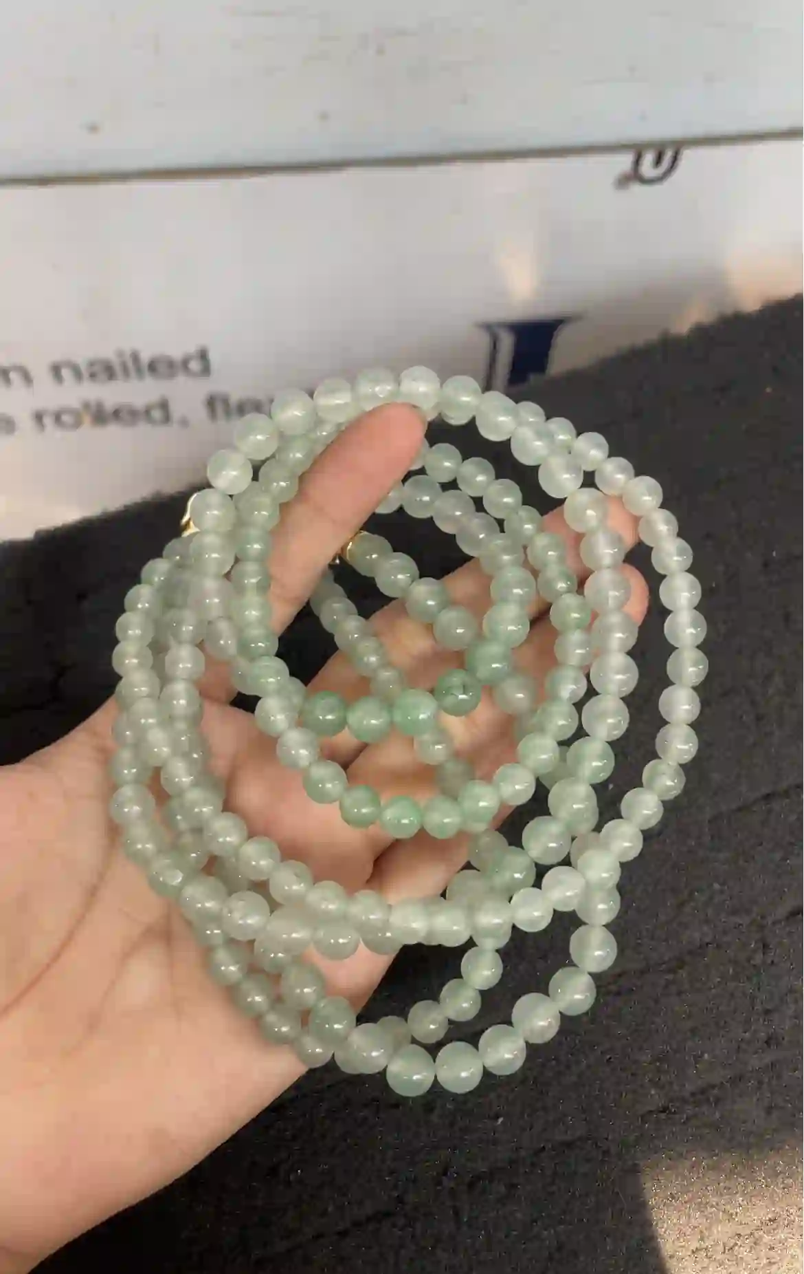 Natural Icy Green Jade Beaded Necklace | Myanmar Jadeite reference #2310010