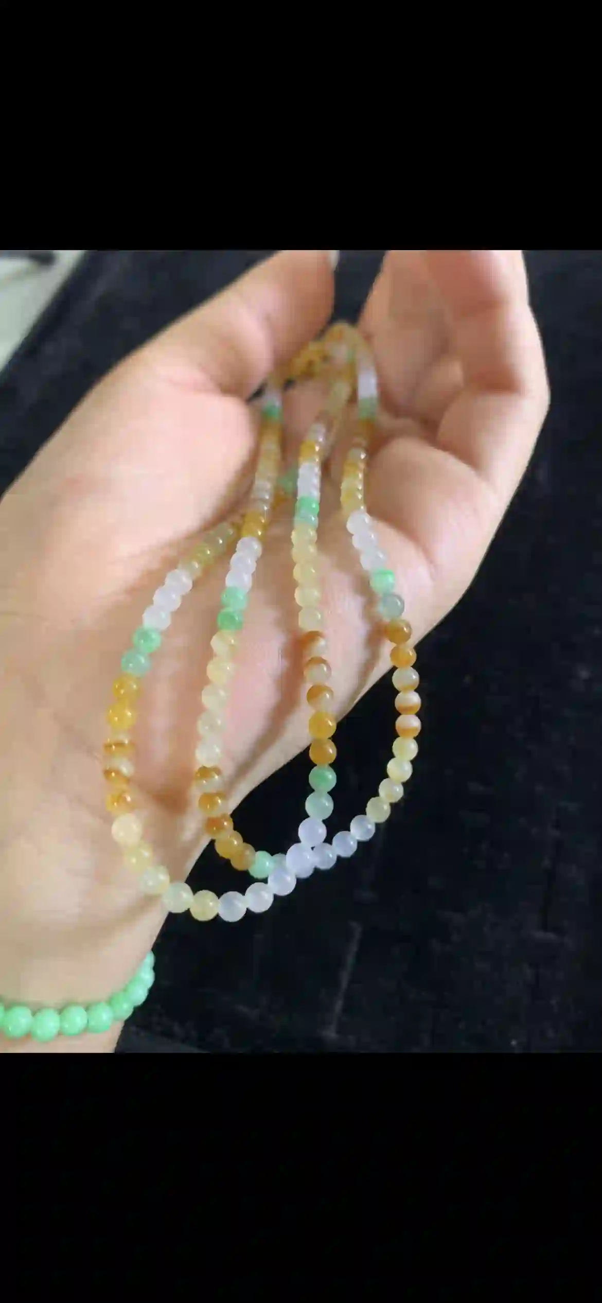 Icy Tri-Color Gradient Jade Bead Long Necklace, view 2 | Myanmar Jadeite reference #27840001