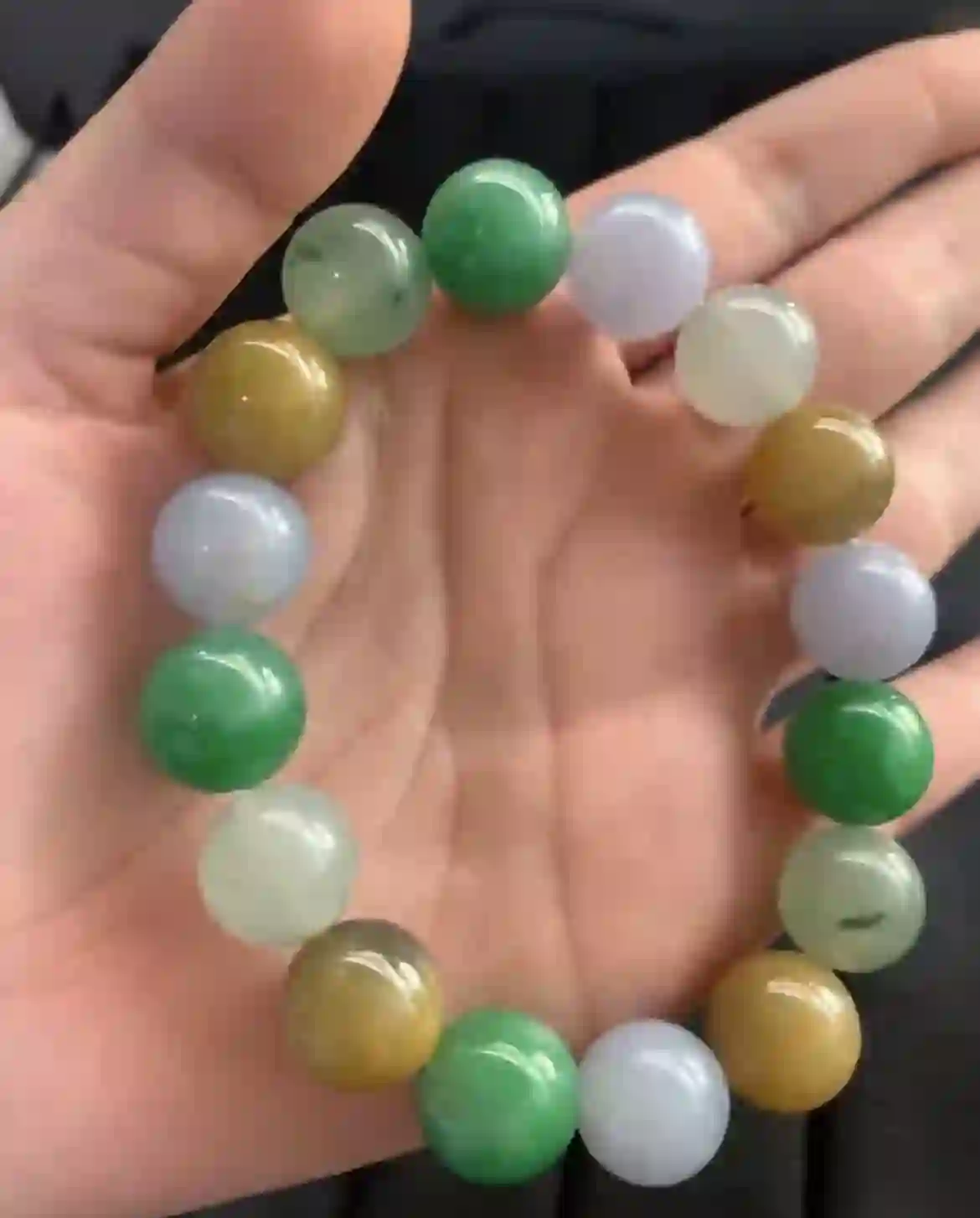 Natural Multicolor Jade Bead Bracelet | Myanmar Jadeite reference #2610003