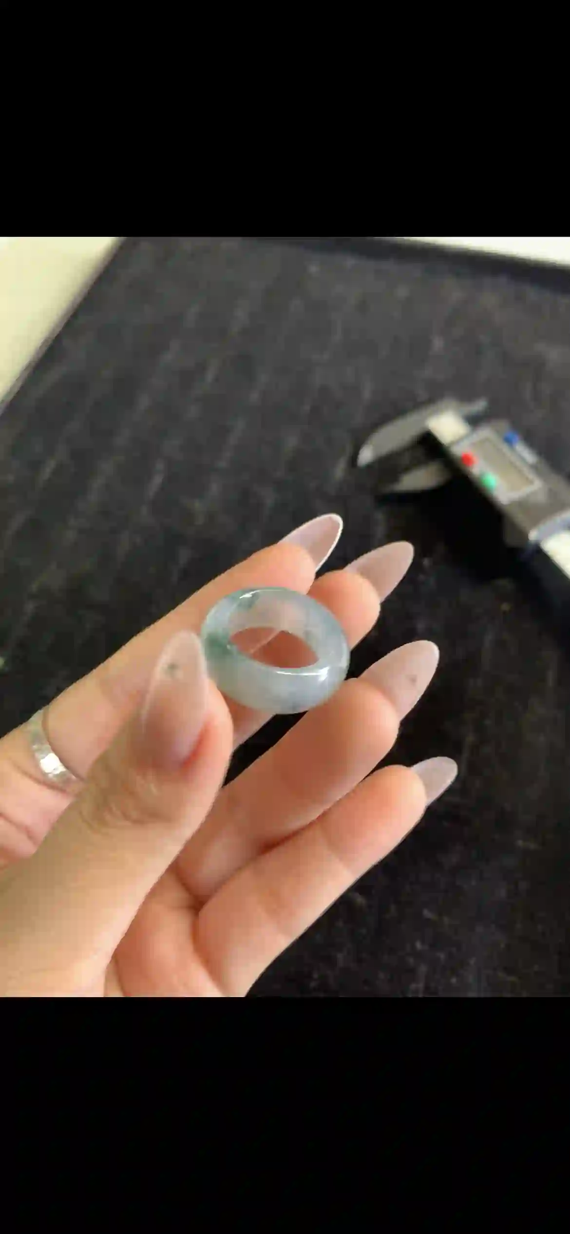 Icy Floating Blue-Green Jadeite Band Ring | Myanmar Jadeite reference #22050001