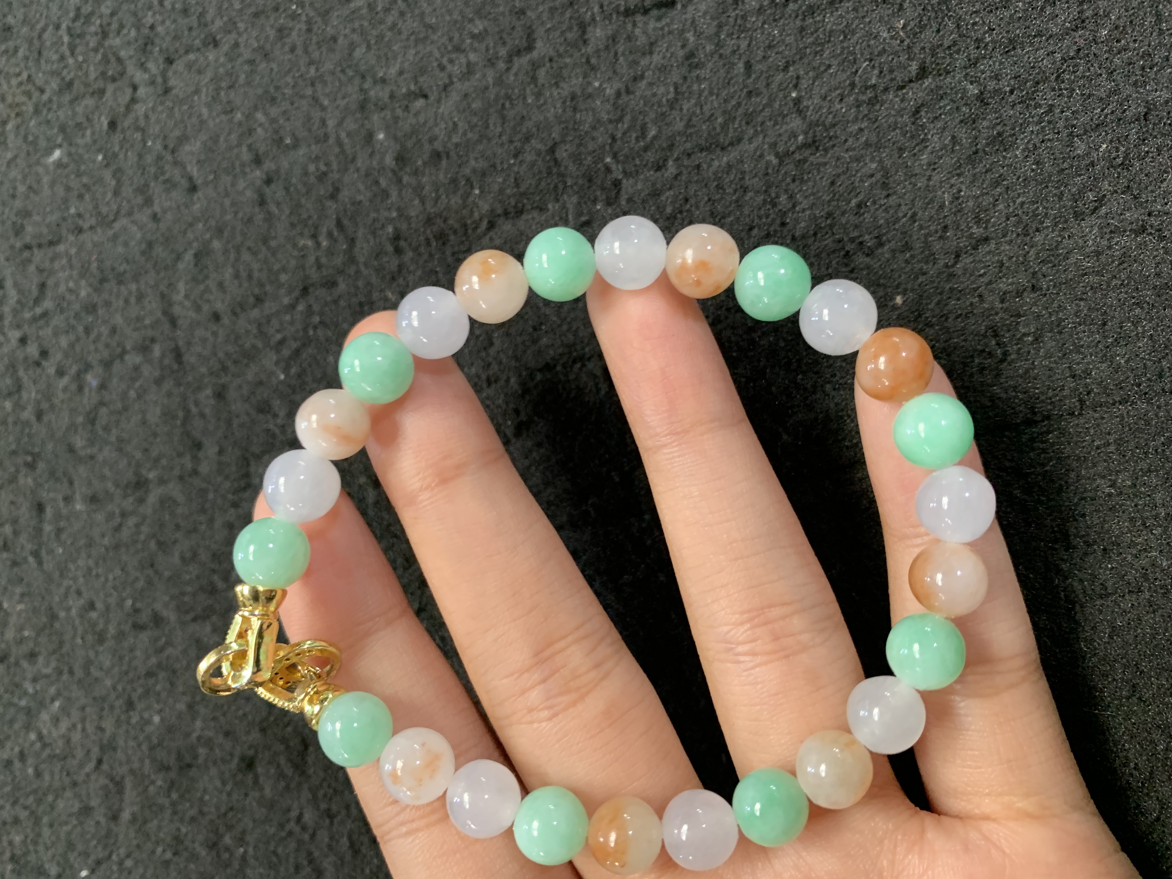Natural Multicolor Jade Bead Bracelet Natural Multicolor Jade Bead Bracelet - Burmese Jadeite from Myanmar