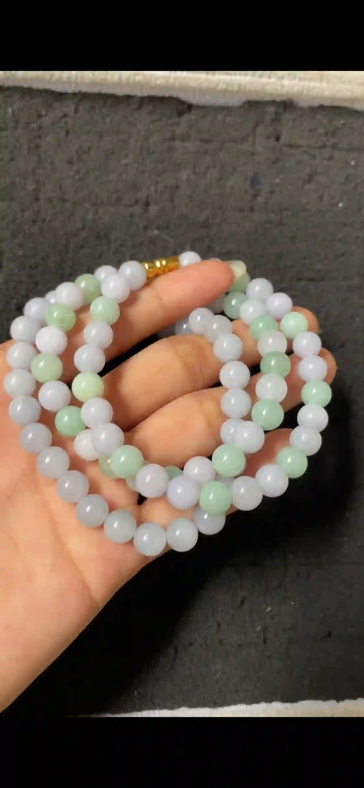  Natural Icy Dual-Tone Pale Green & Lavender Jadeite Bead Necklace, view 2 | Myanmar Jadeite reference #7470001
