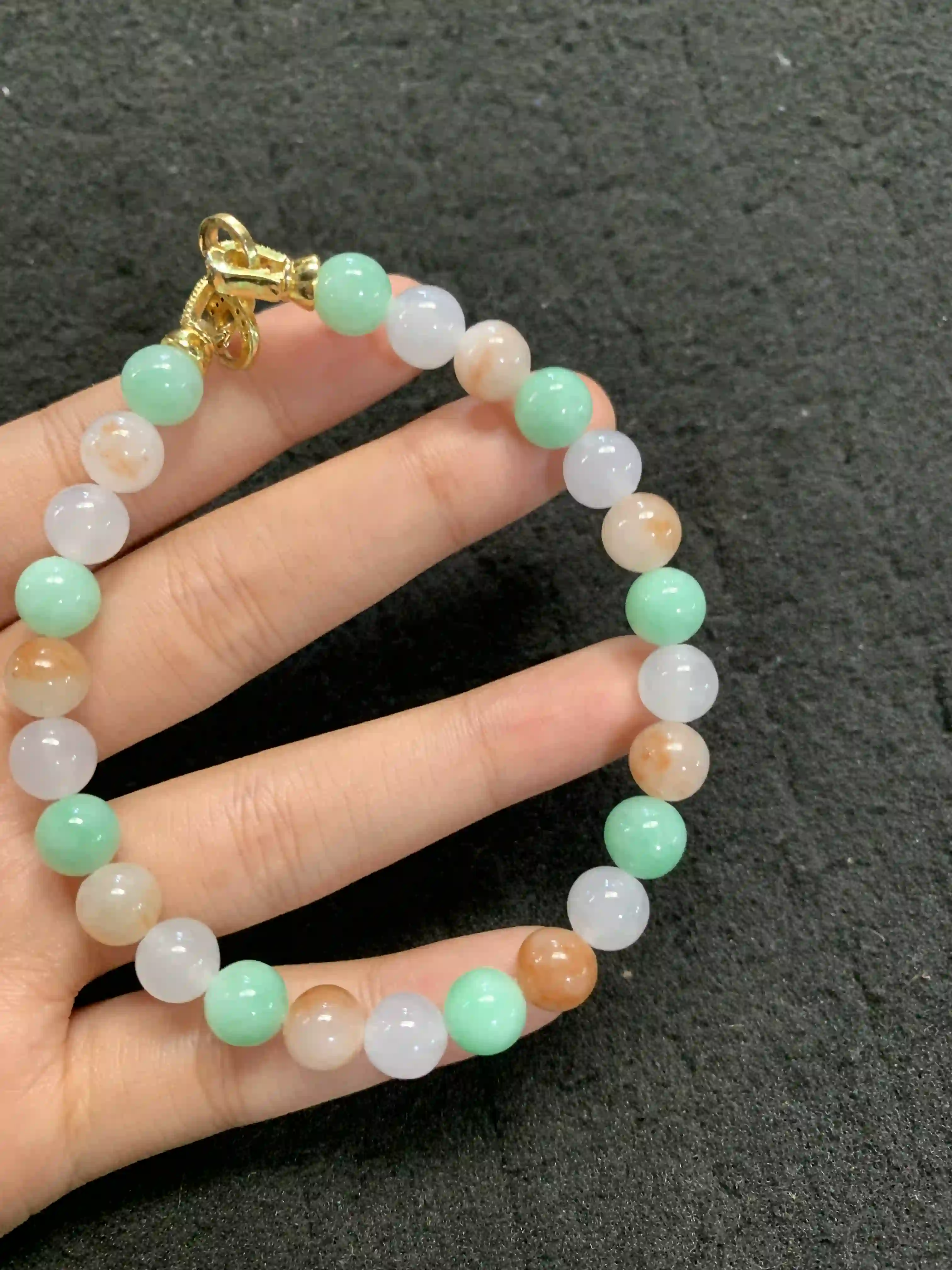 Natural Multicolor Jade Bead Bracelet | Myanmar Jadeite reference #1830008