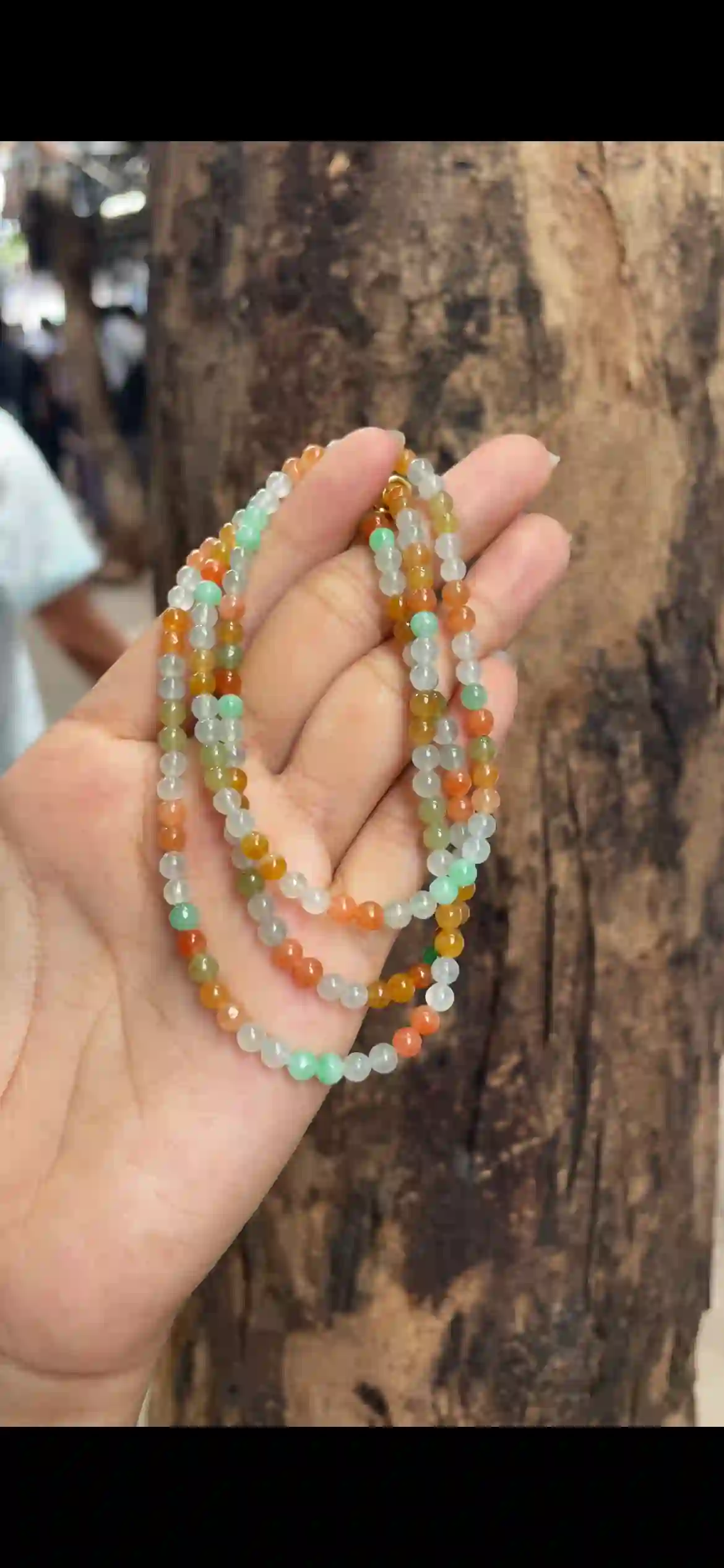 Vibrant Multi‑Color Icy Jadeite Multi‑Wrap Strand, view 2 | Myanmar Jadeite reference #9300002