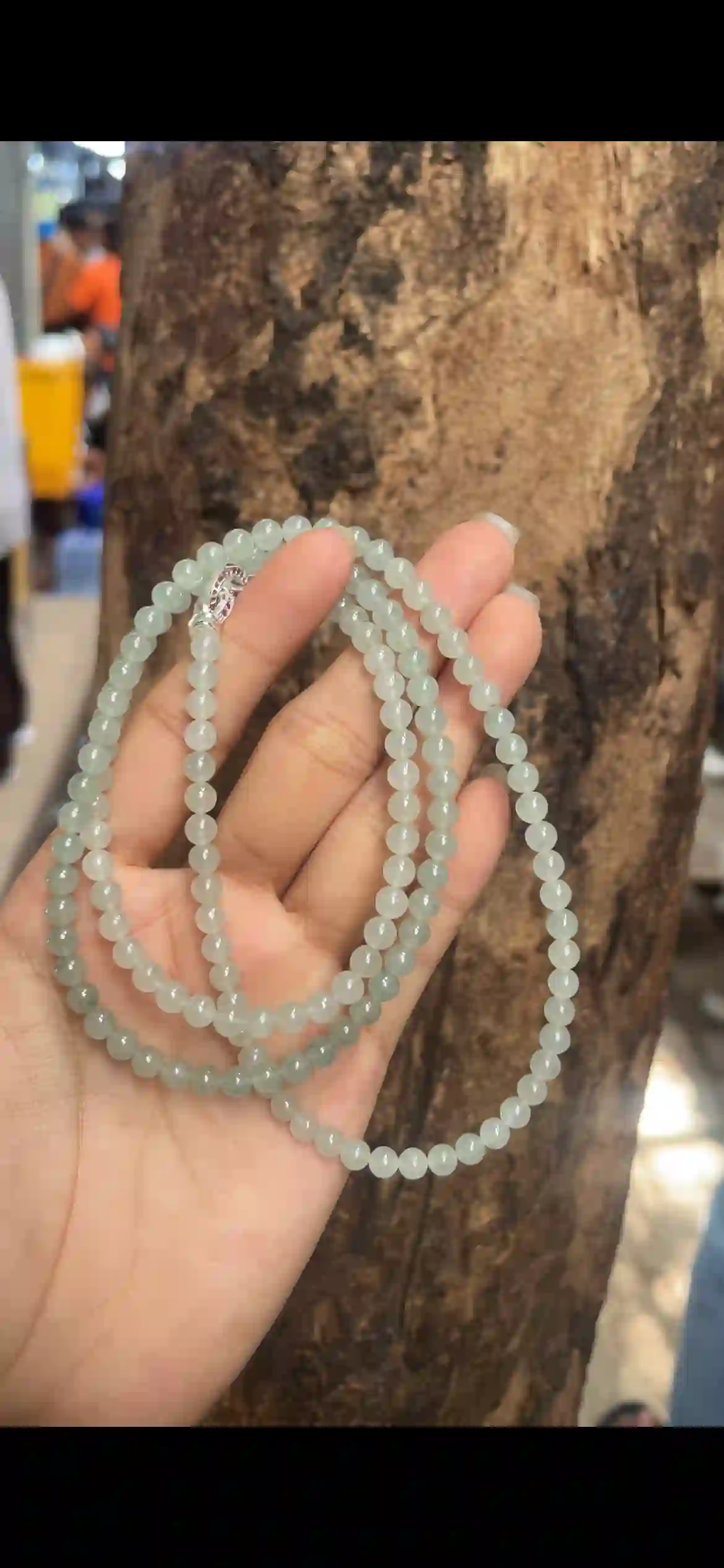  Icy Pale Celadon Jadeite Long Bead Strand / Multi‑Wrap Bracelet, view 2 | Myanmar Jadeite reference #9240001