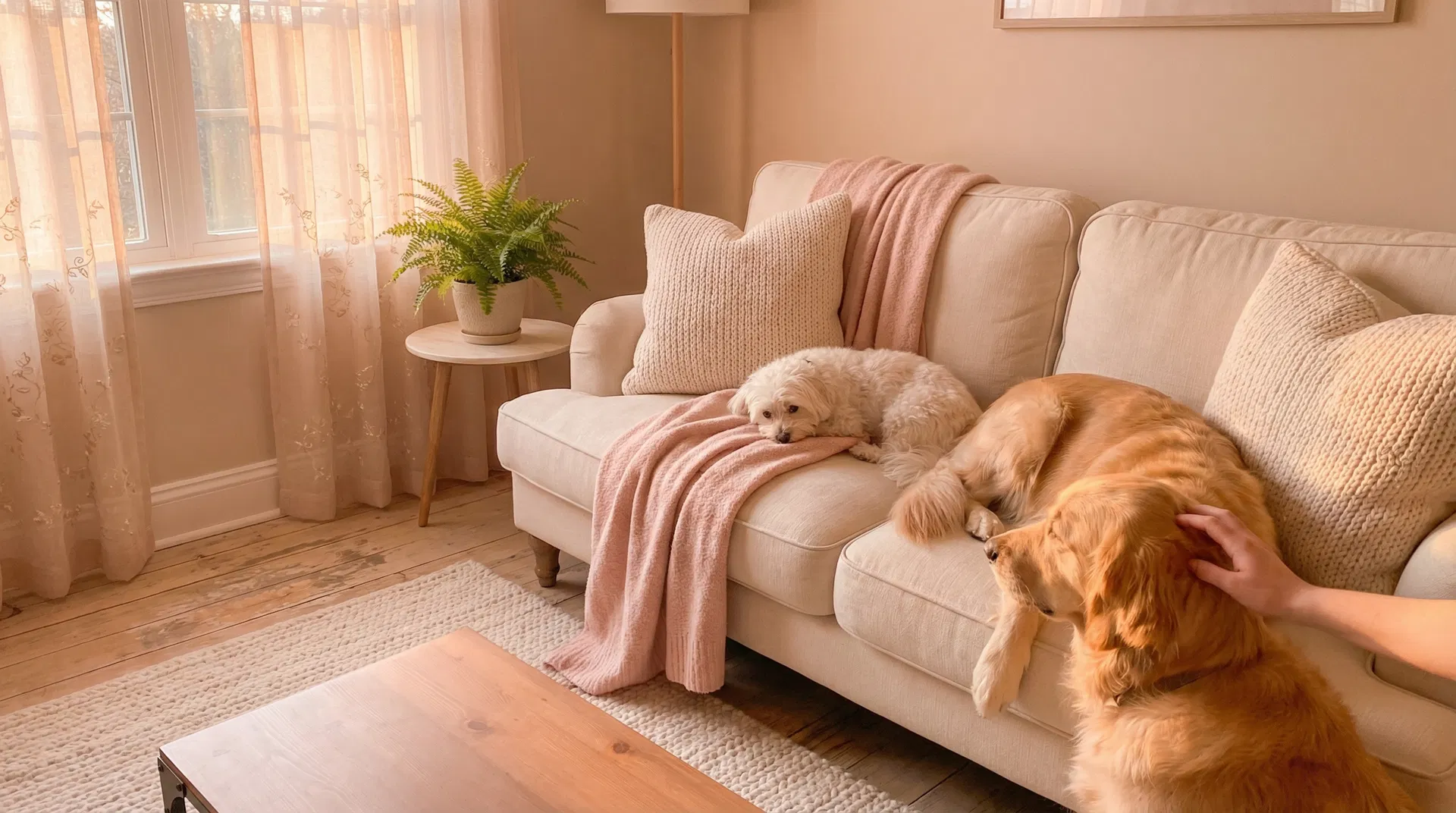 Cozy pets in a warm home