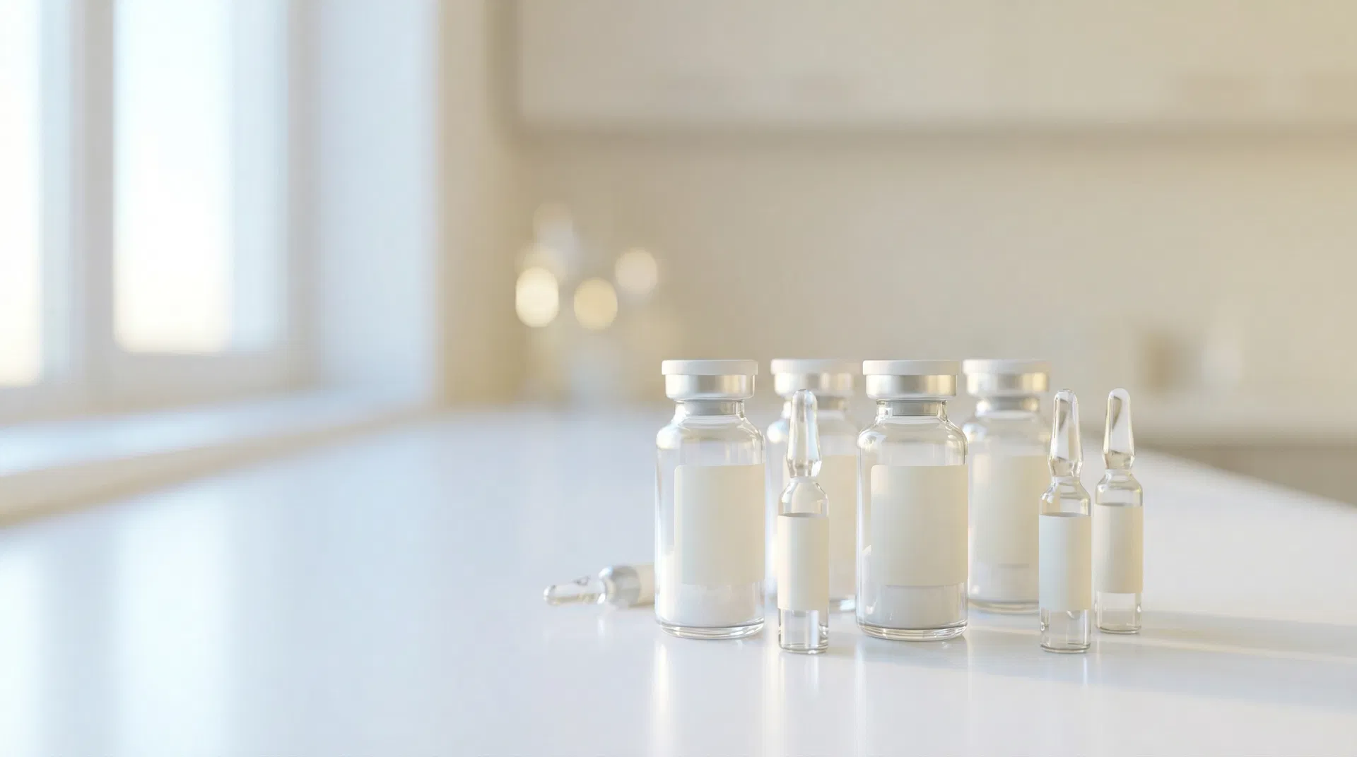 Research peptide vials in laboratory setting