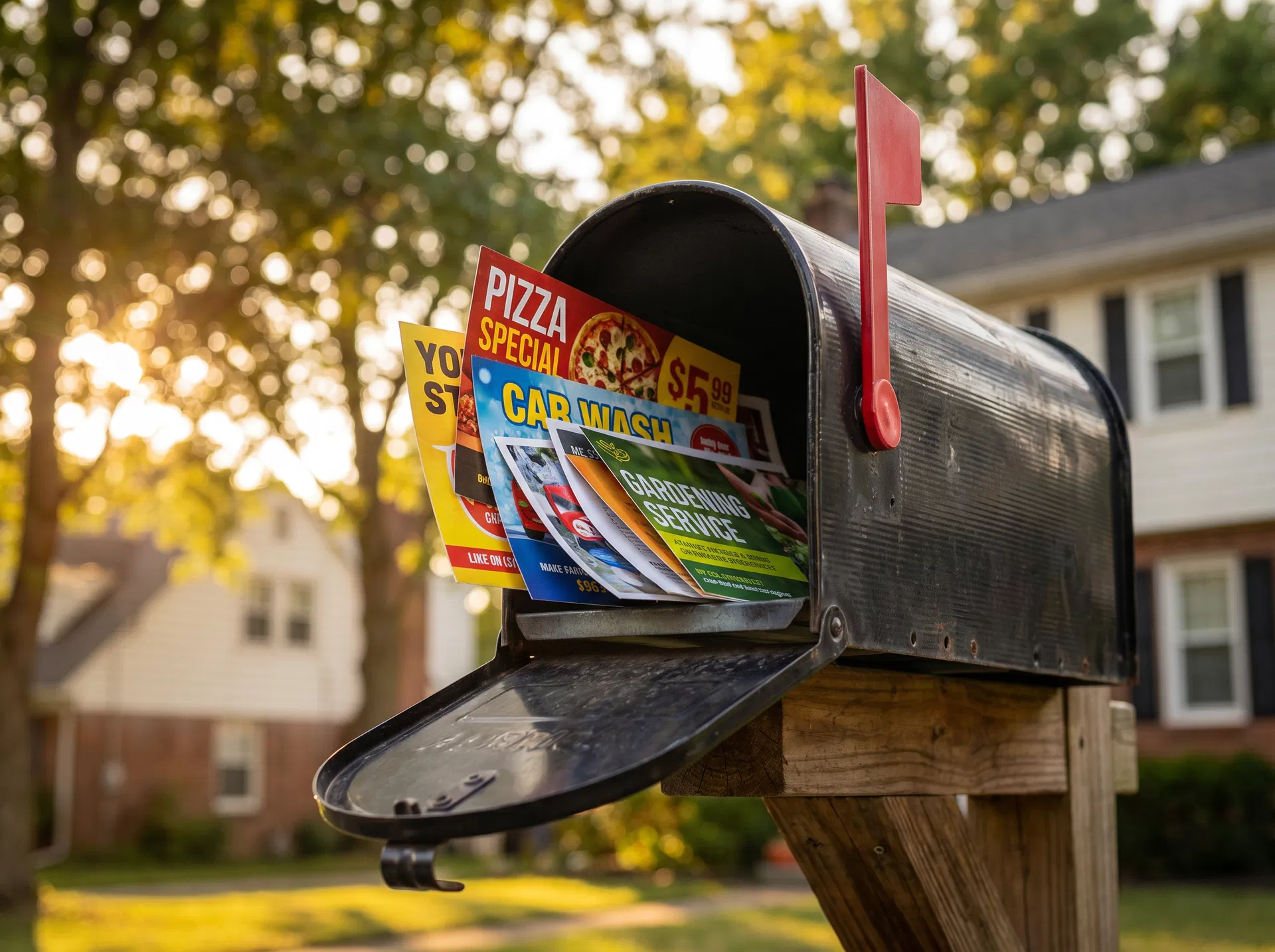 Mailbox with direct mail marketing materials