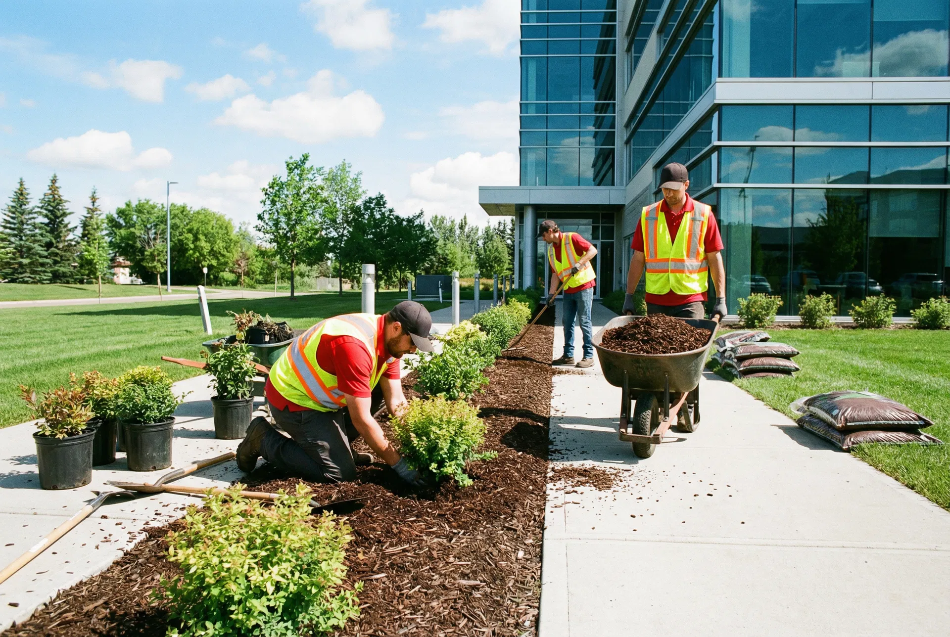 Commercial landscaping and plant beds