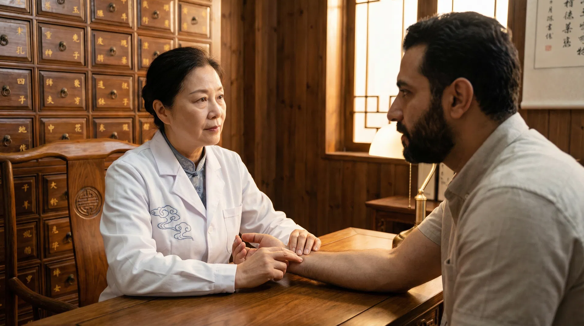 Traditional Chinese Medicine consultation with foreign patient