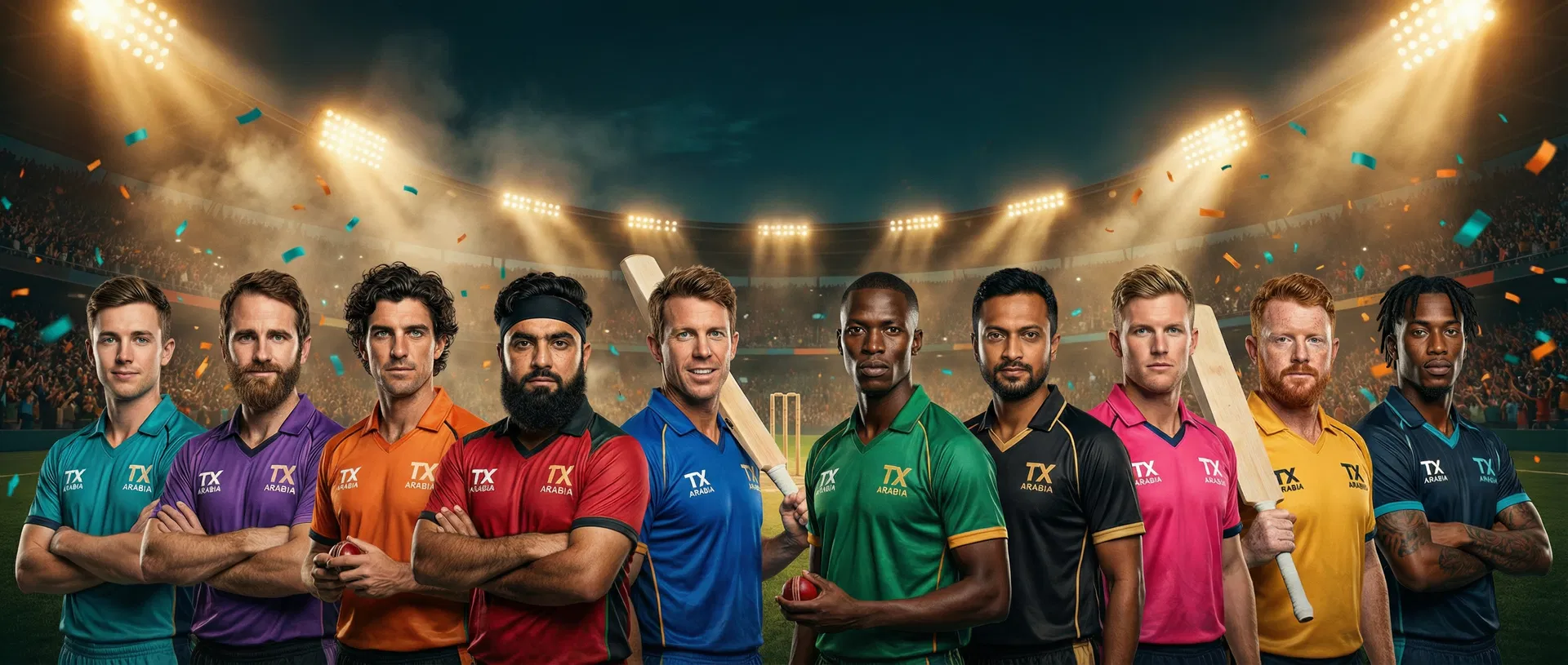 TX Arabia players in team kits — cinematic group shot