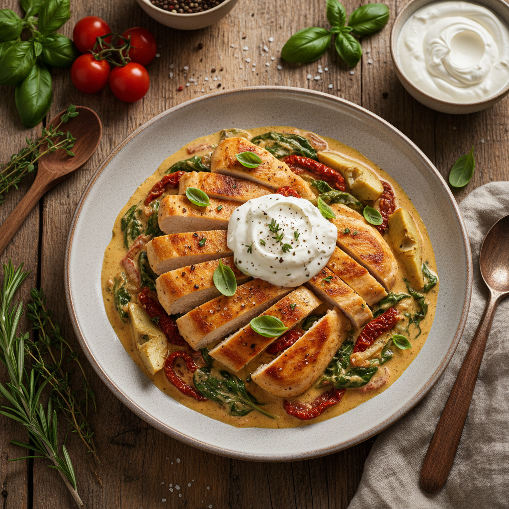 High-Protein Creamy Tuscan Chicken with Kvarg
