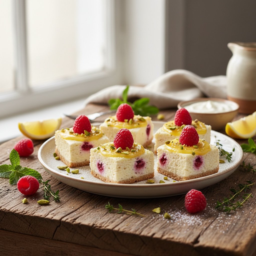Lemon Raspberry Kvarg Cheesecake Bites