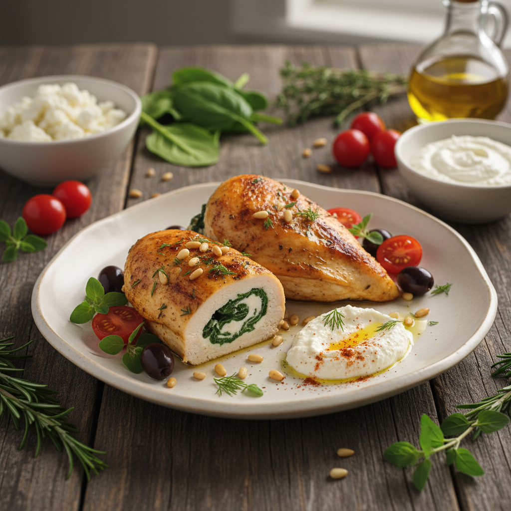 Mediterranean Quark & Spinach Stuffed Chicken