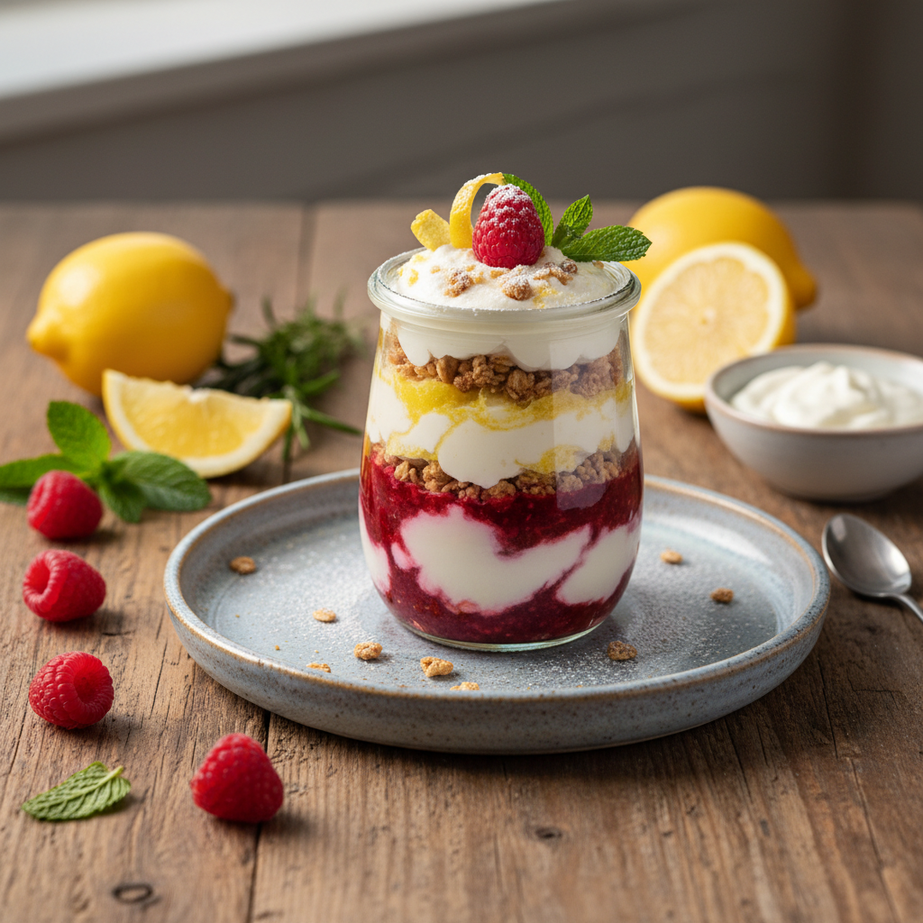 Lemon Raspberry Protein Quark Parfait