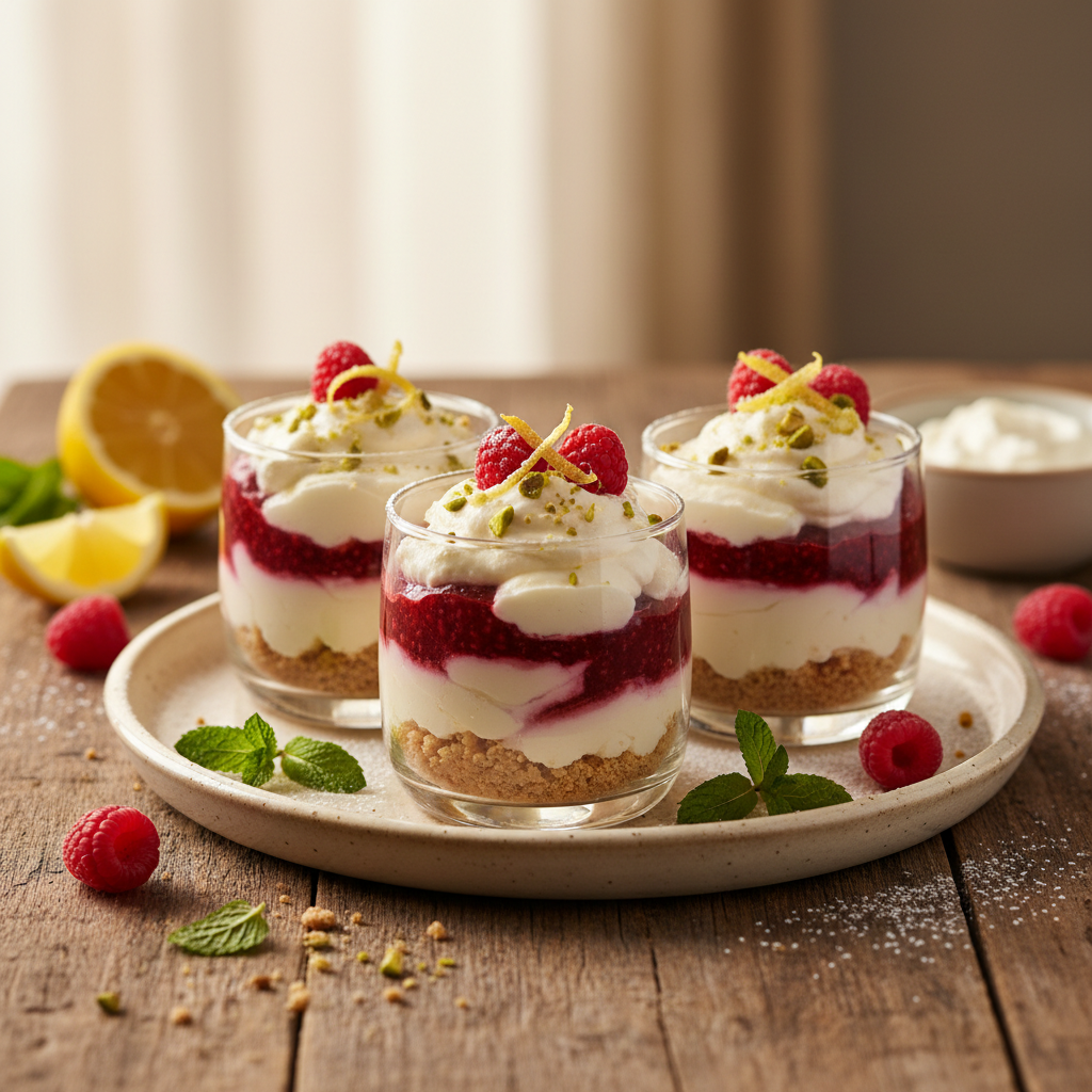 Lemon Raspberry Quark Cheesecake Cups