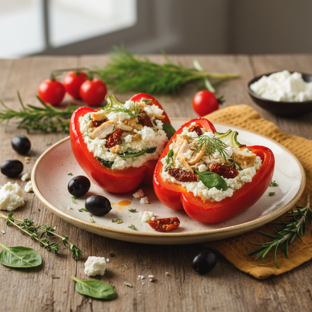Mediterranean Quark & Chicken Stuffed Peppers