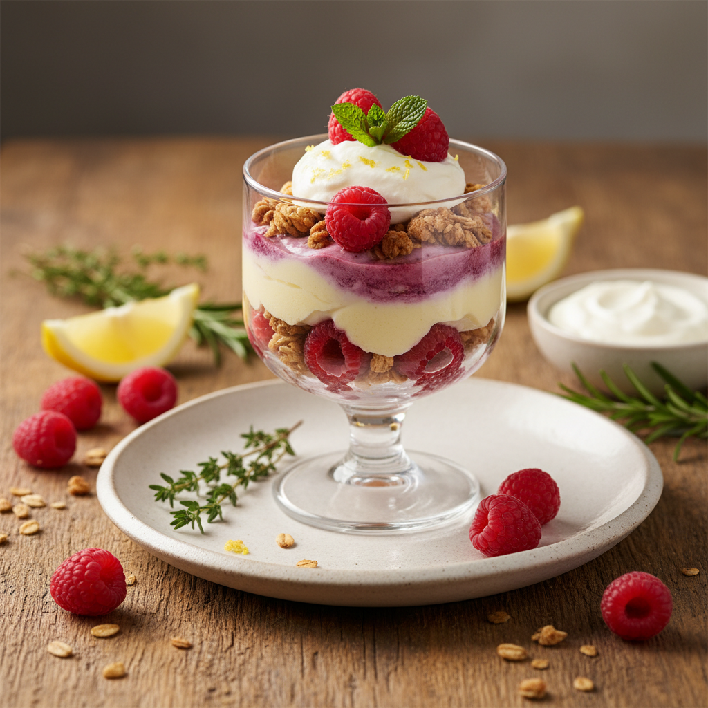 Lemon Raspberry Protein Quark Parfait