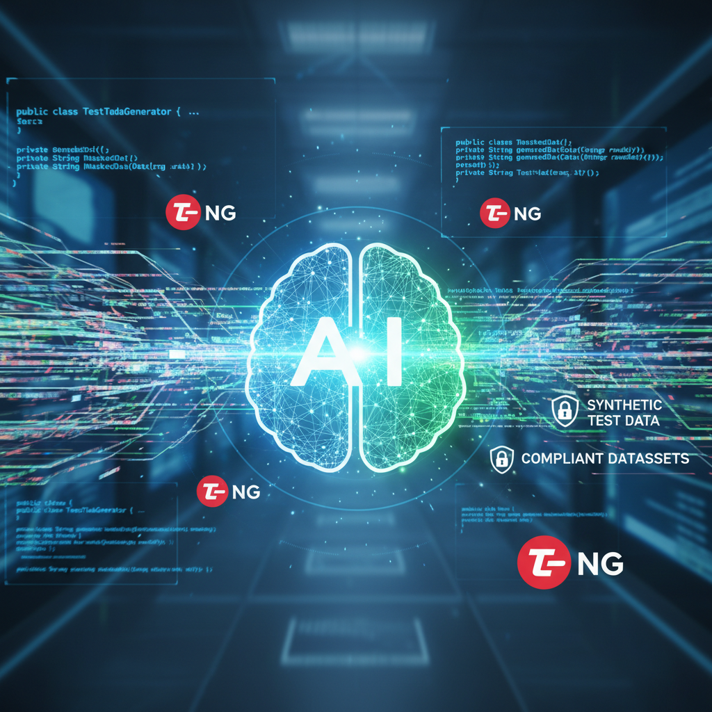 AI-powered system generating synthetic and masked test data.