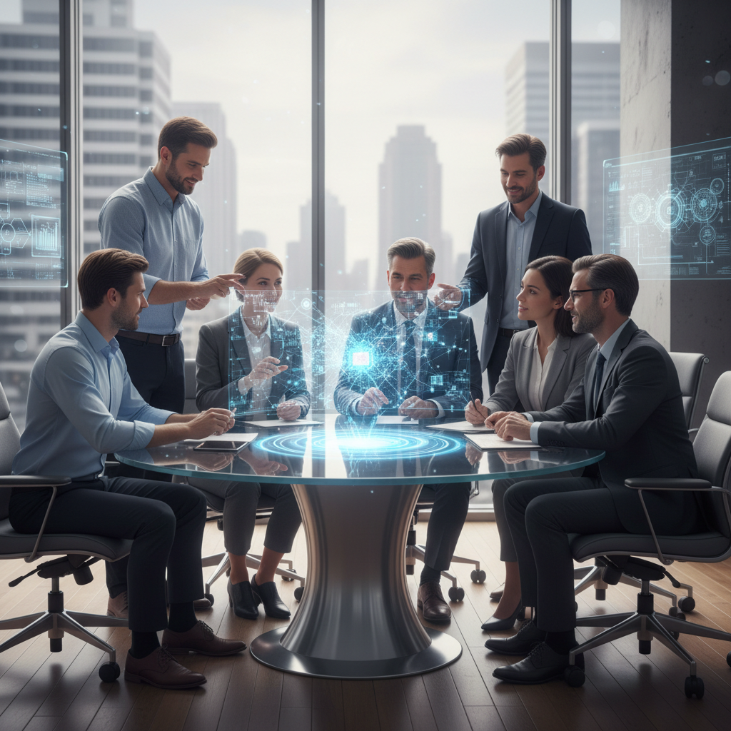 Diverse team collaborating on an ethical AI project