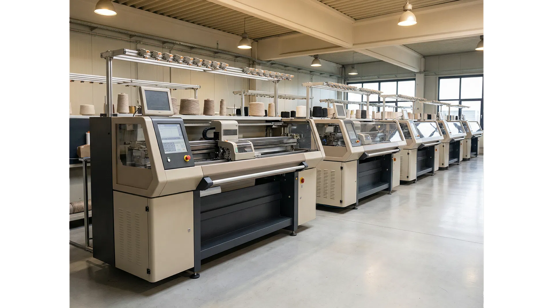 Elegant knitting-machine production floor placeholder visual for Rui Yun