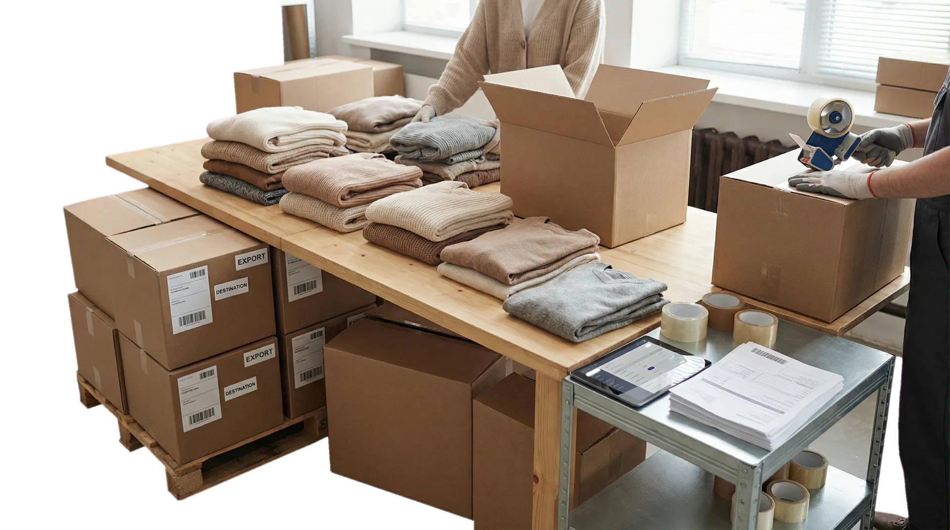 Packing and logistics placeholder visual for Rui Yun premium presentation