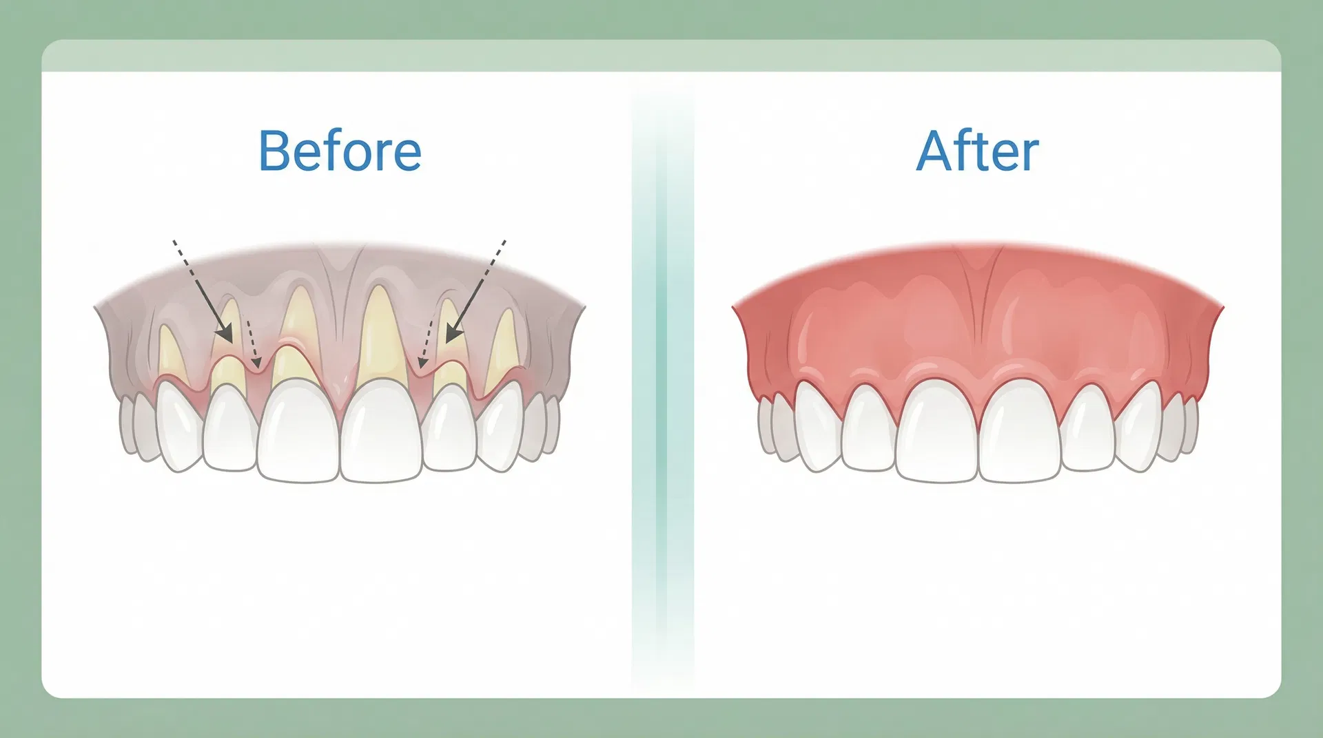 Before and after gum health comparison