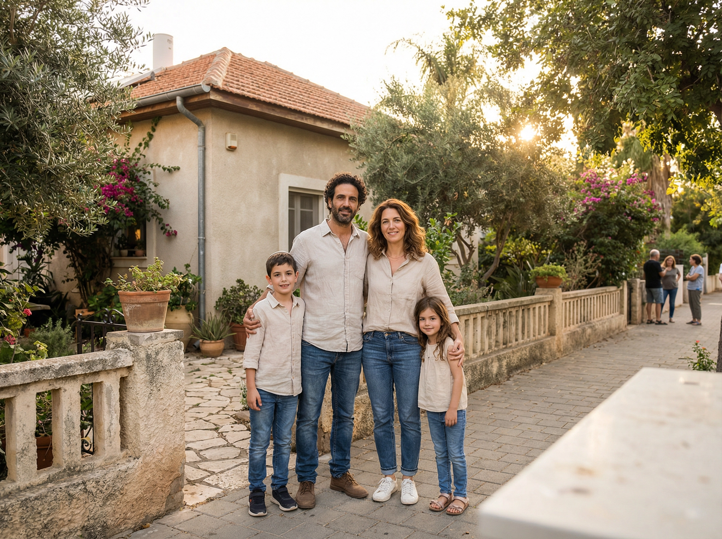 משפחה מכבים-רעות ליד ביתם הפרטי — ביטחון, משפחה ושקט נפשי