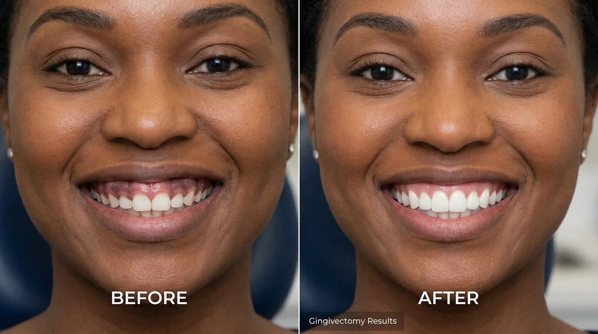 Before and After Aesthetic Gingivectomy - East African Woman