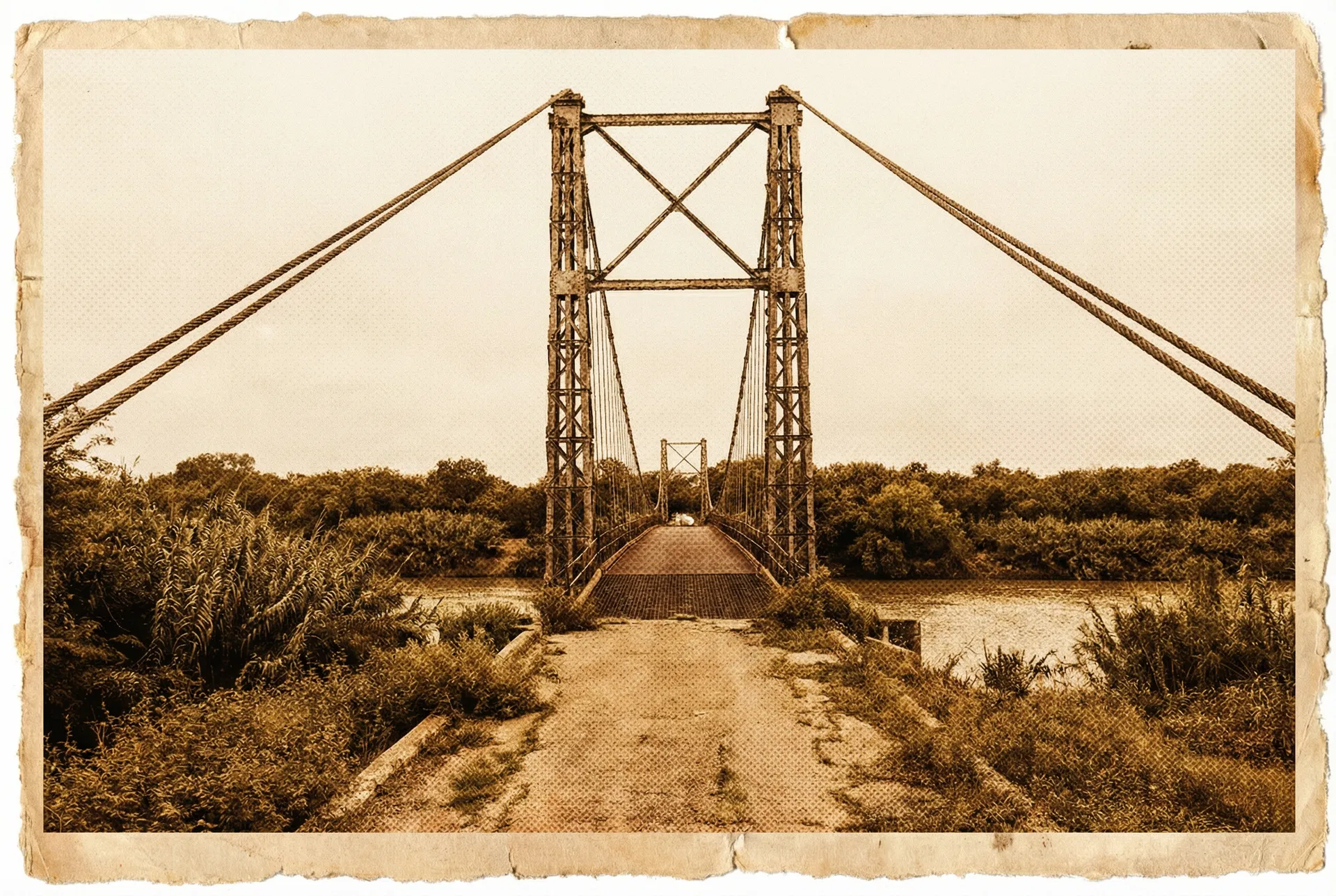 Roma Suspension Bridge 1928 — vintage photograph
