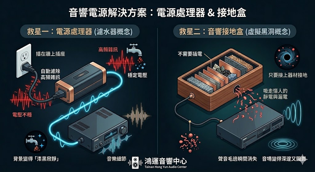 【音響電源規劃下篇】老宅/已裝潢免拉線救星：接地盒與電源供應器 - 鴻運音響中心