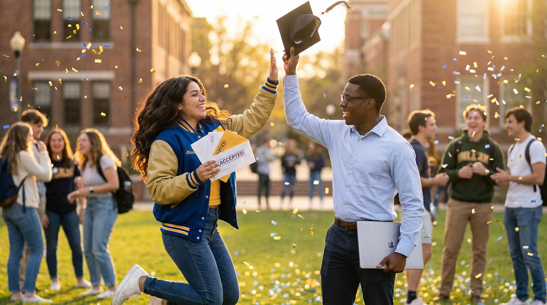 Students celebrating acceptance