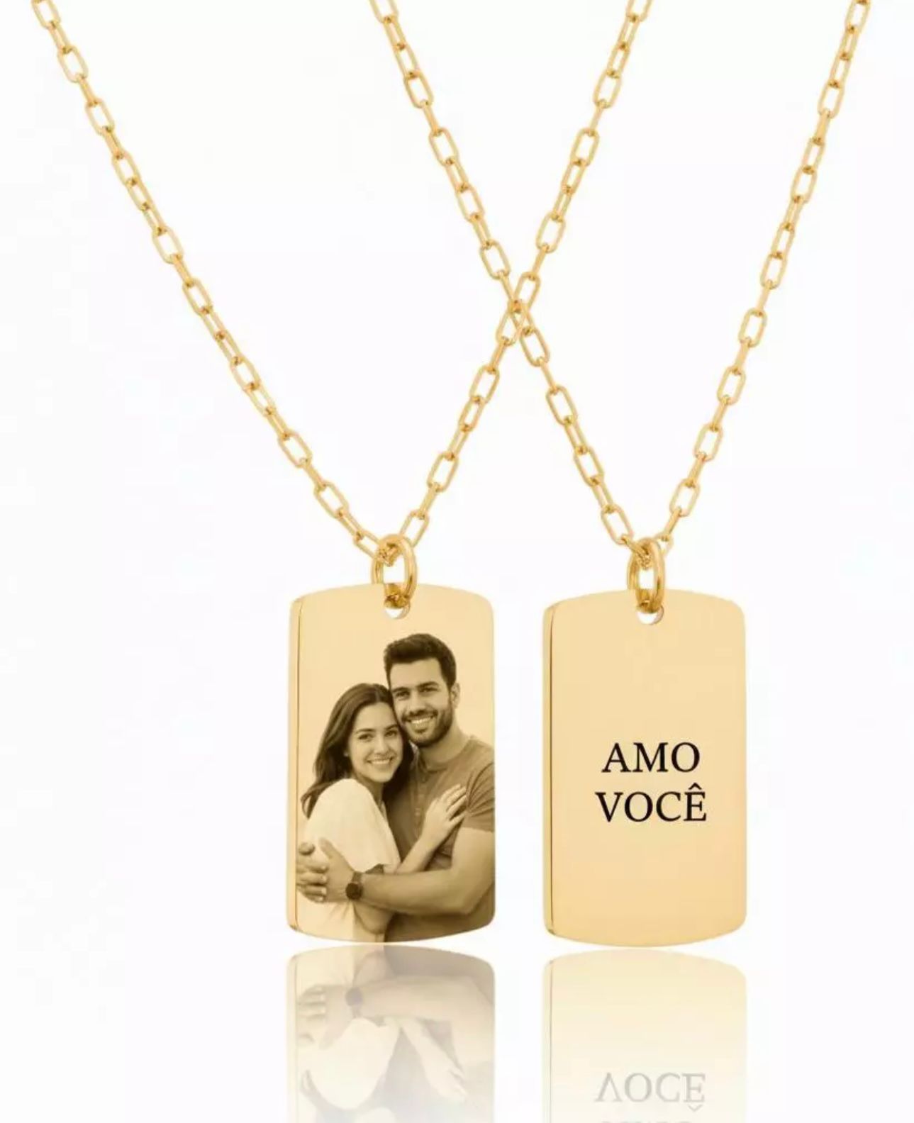 Personalizado Banho Ouro Foto E Frase