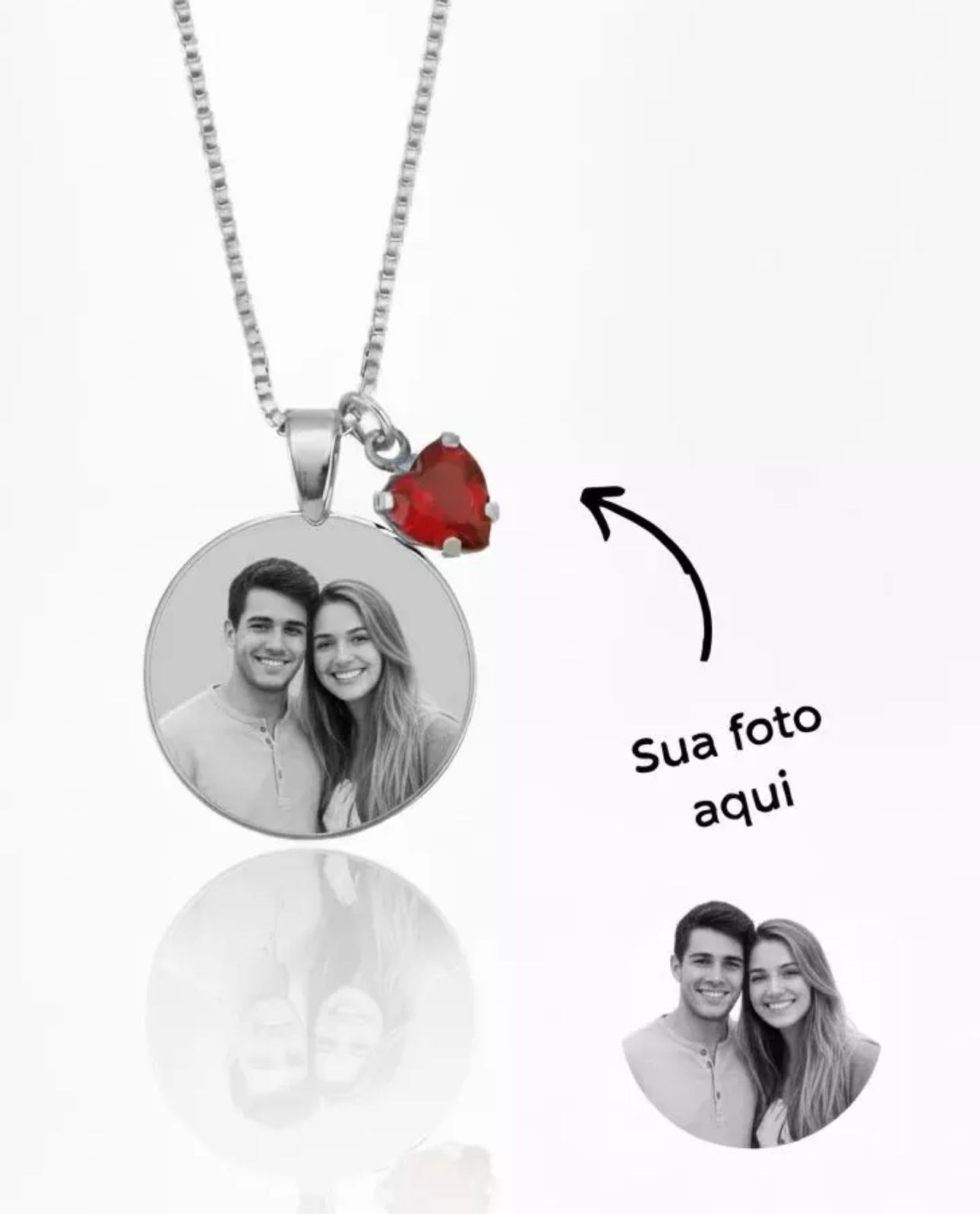 Personalizado Banho Prata Foto+frase